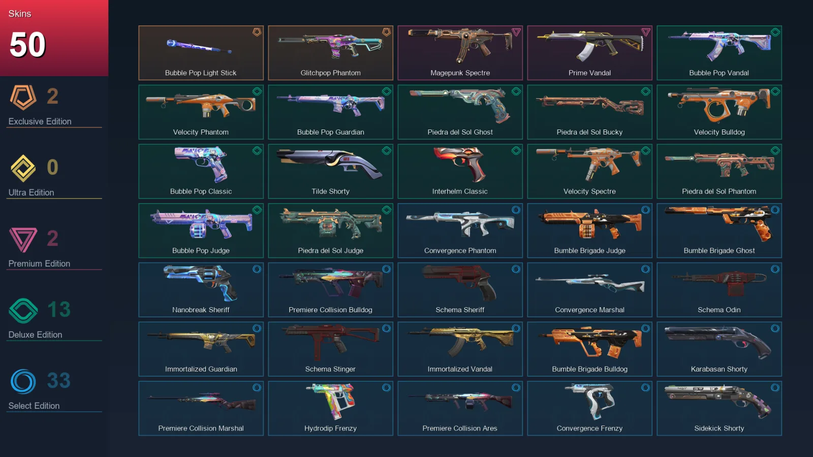 EU | Lv282 | Unranked | 50 Skin | 27 Agent | 128 Buddy