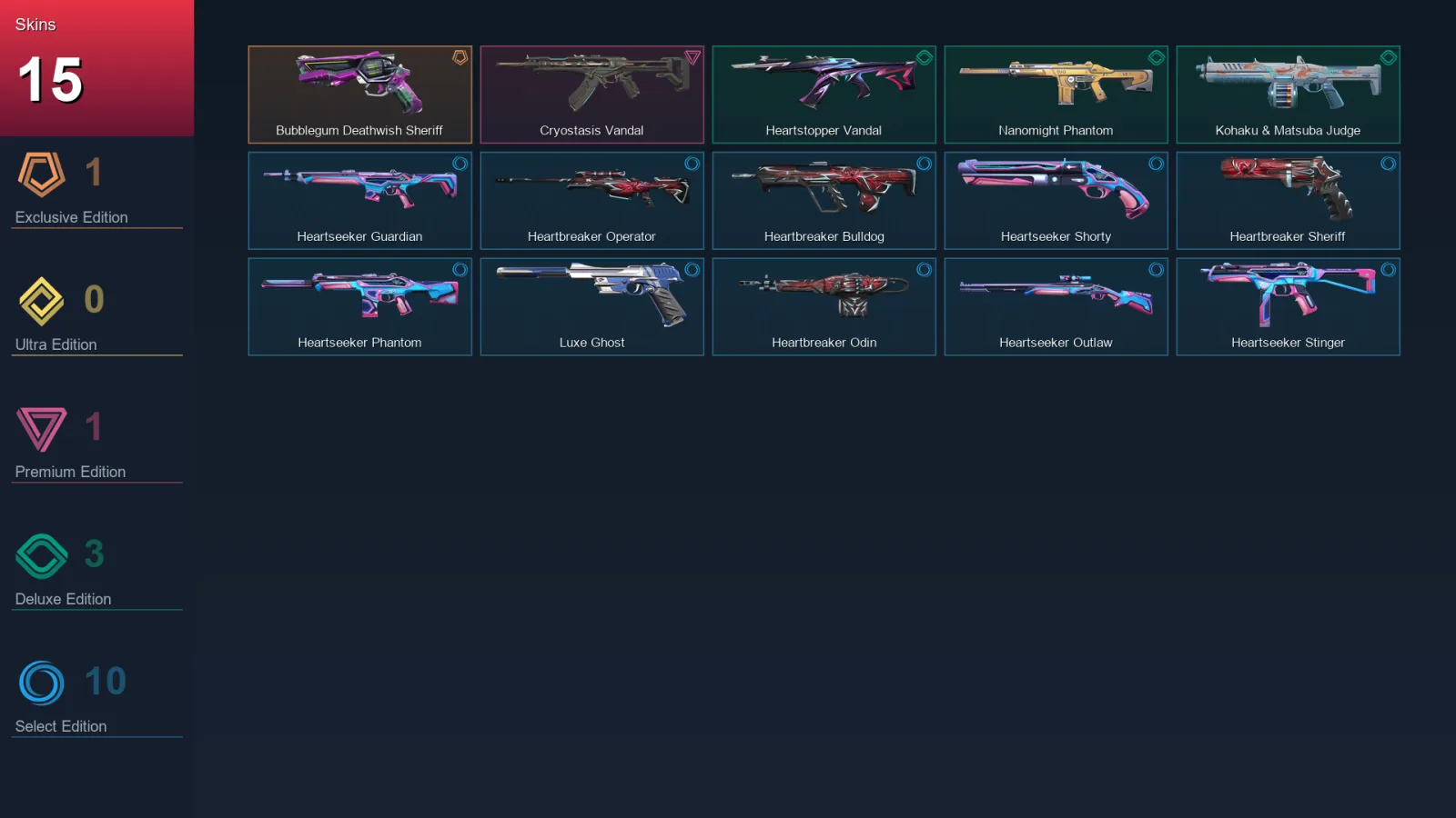 EU | Lv29 | Unranked | 15 Skin | 28 Agent | 13 Buddy — Heartbreaker Operator
