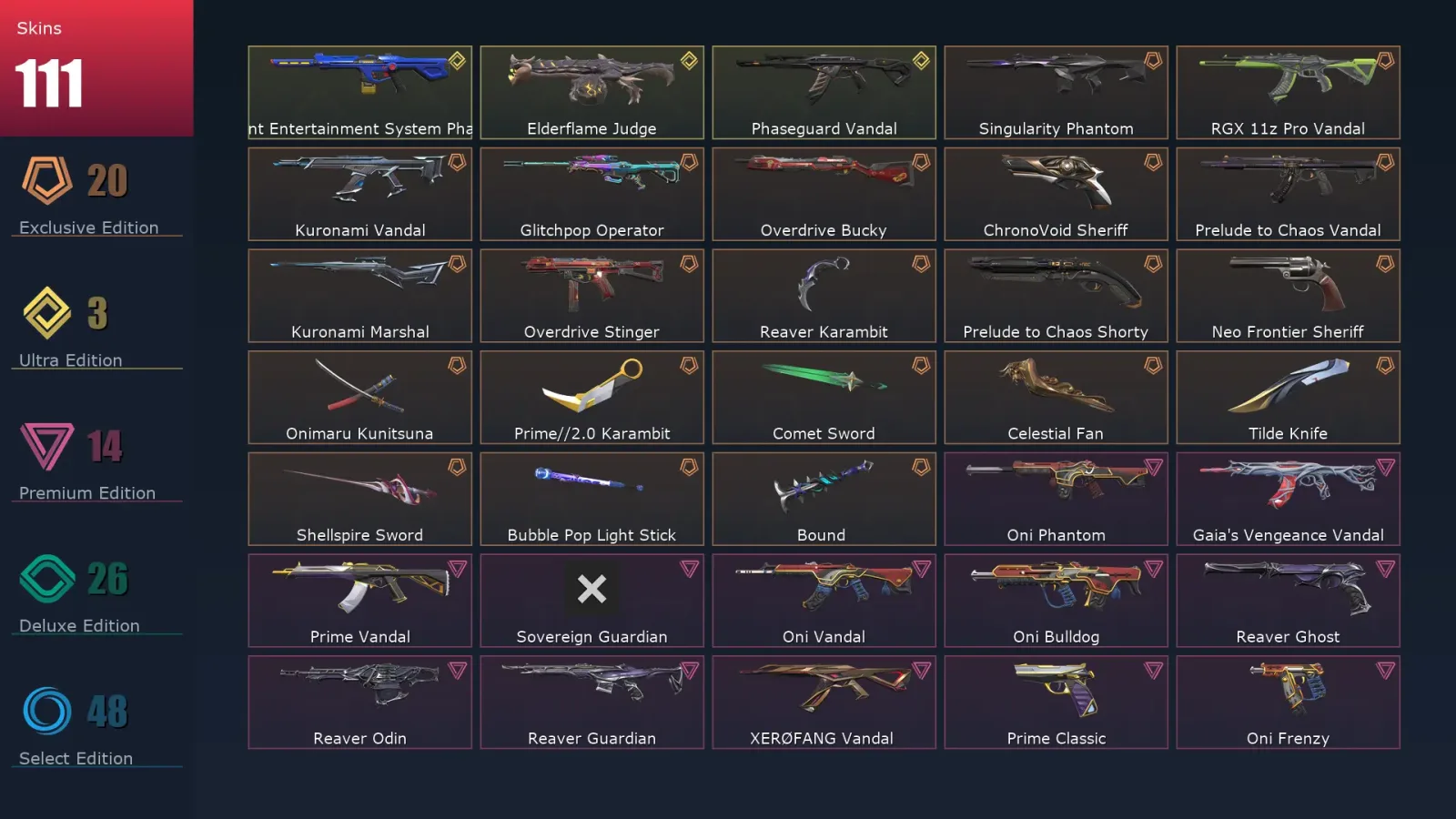 [Valorant] | EU | Level 320 | 29 Agents | 111 Skins — Valorant account