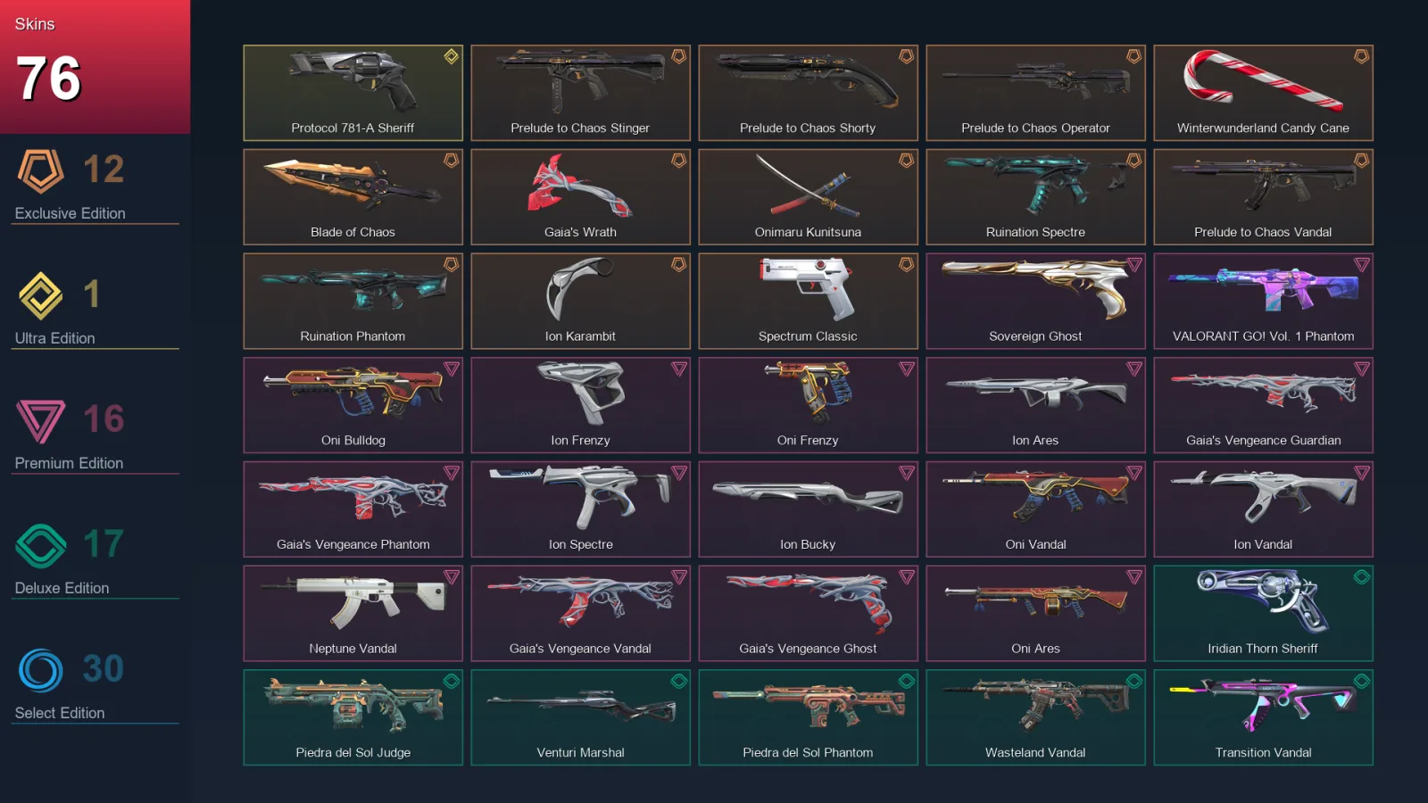 EU | Lv58 | Unranked | 76 Skin | 20 Agent | 46 Buddy