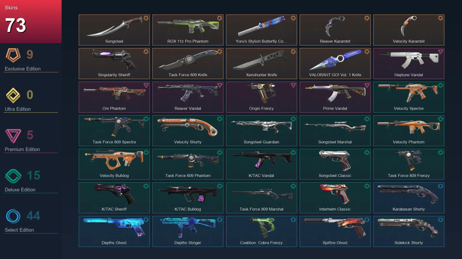 LA | Lv249 | Unranked | 73 Skin | 29 Agent | 109 Buddy