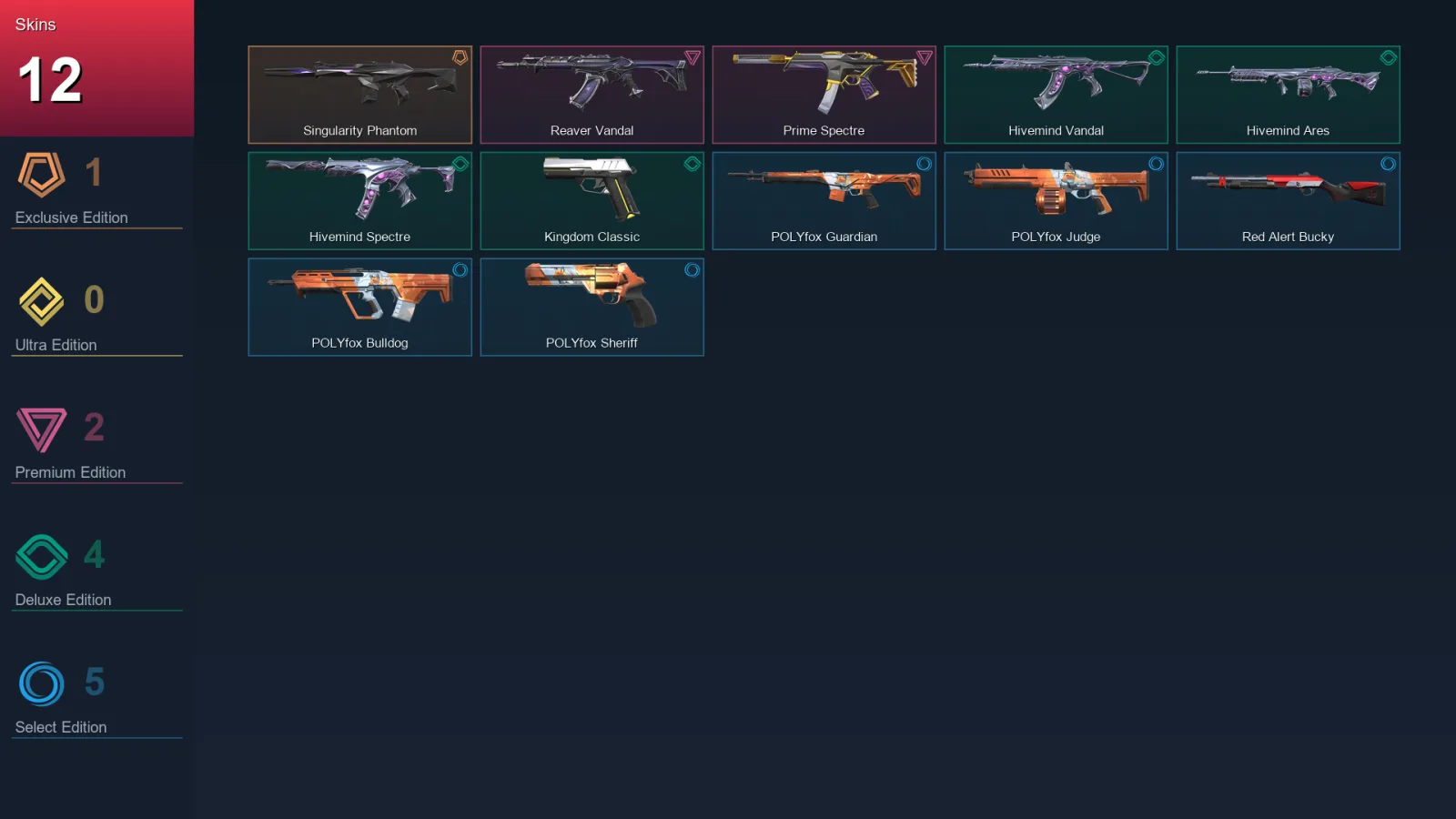 AP | Lv1 | Unranked | 12 Skin | 13 Agent | 18 Buddy