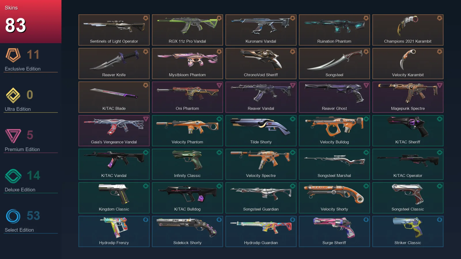 EU | Lv395 | Unranked | 83 Skin | 29 Agent | 127 Buddy