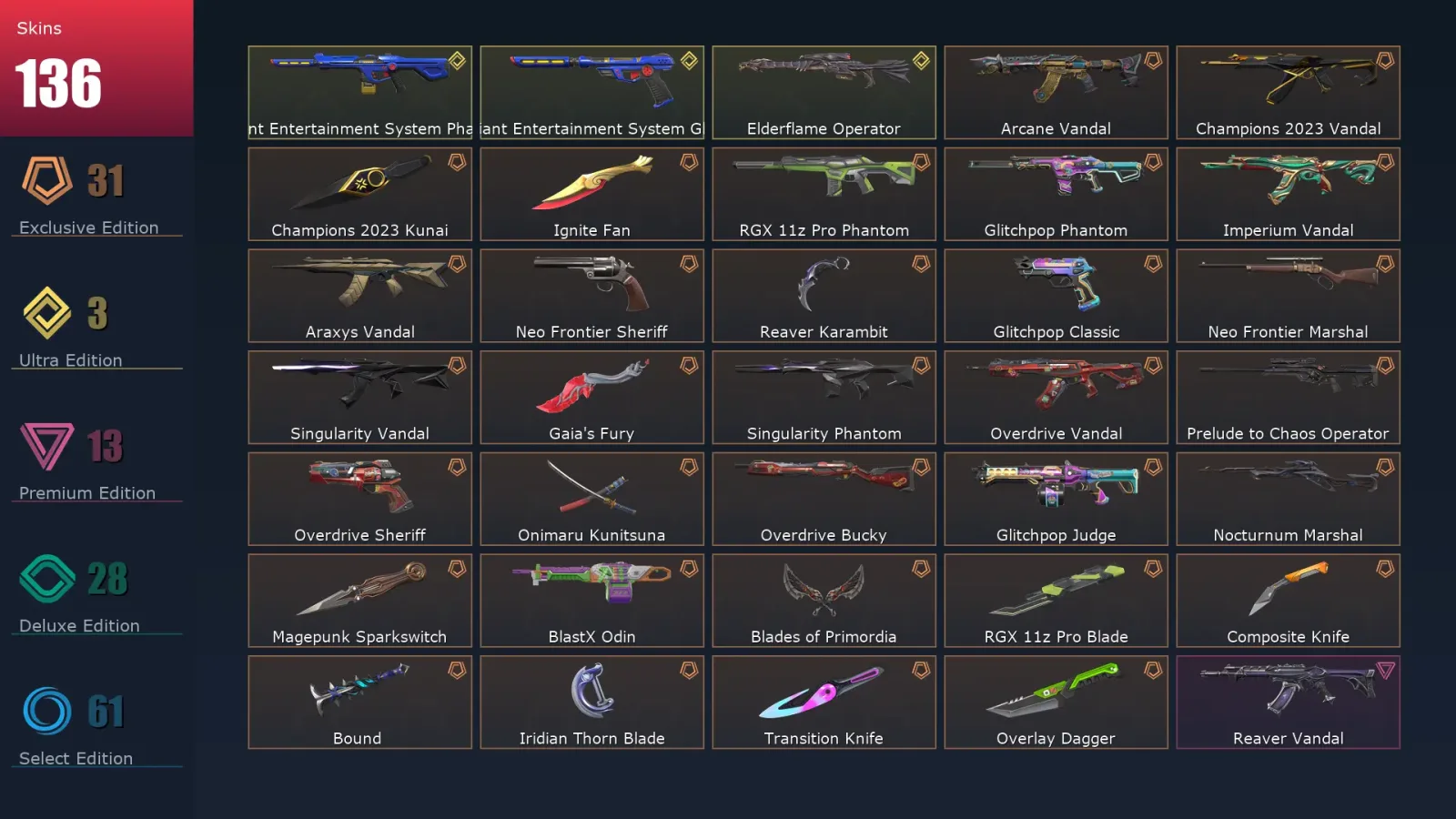 [Valorant] | EU | Level 281 | 29 Agents | 136 Skins — Valorant account