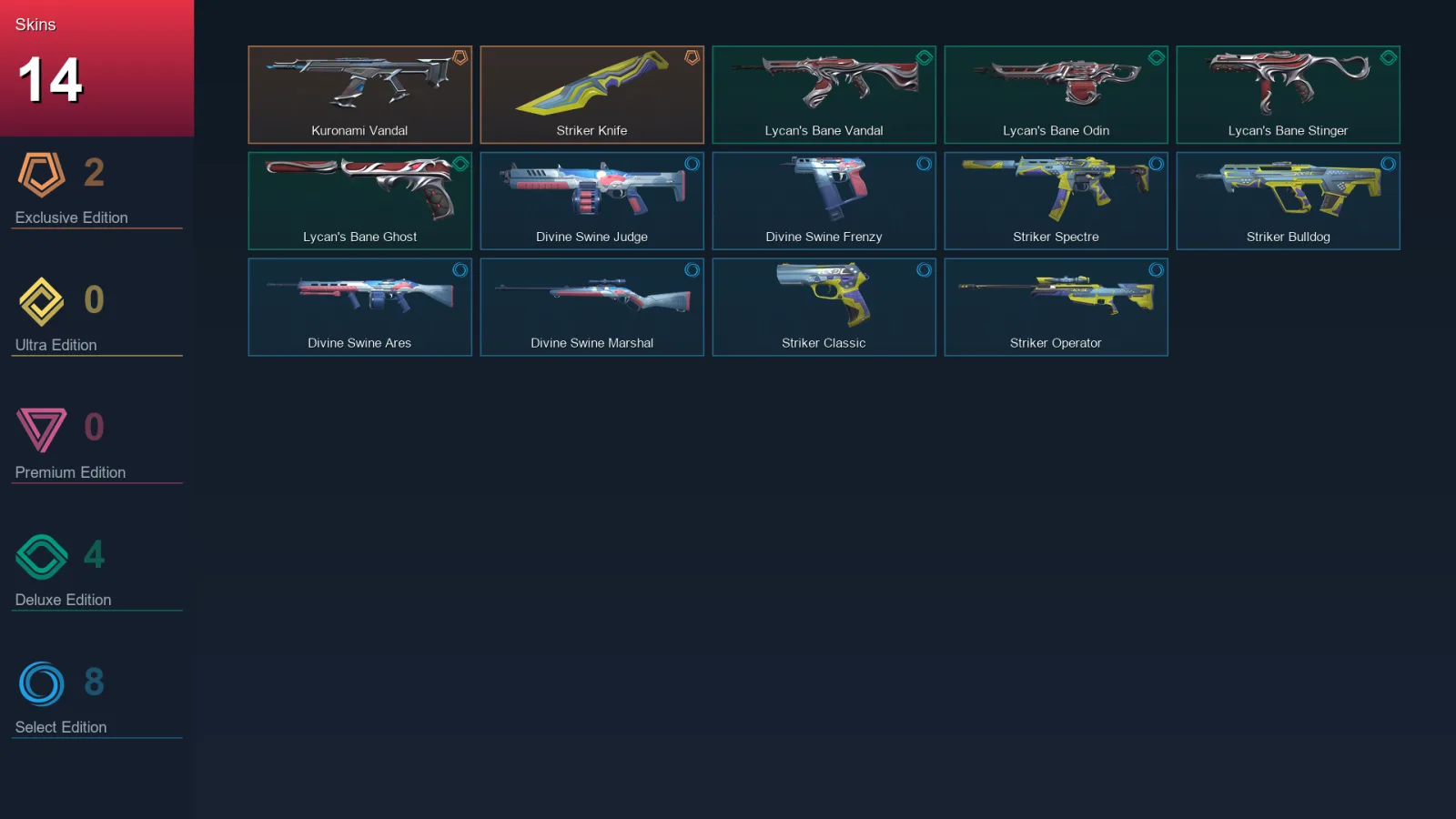 BR | Kuronami Vandal | Striker Knife | Lycan's Bane Vandal | Lycan's Bane Odin | 14 Skin | 23 Agent | 45 Buddy | Lv76