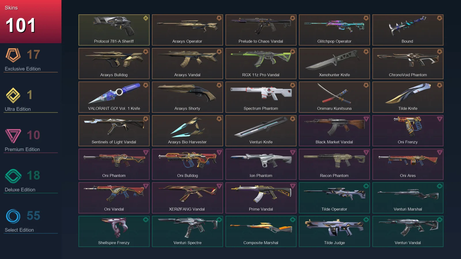 EU | Lv200 | Unranked | 101 Skin | 23 Agent | 109 Buddy