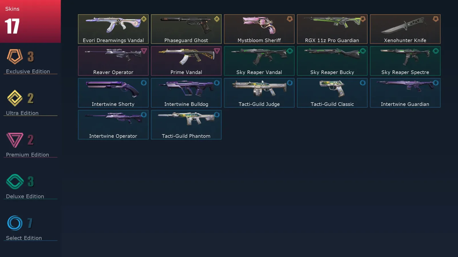 [Valorant] | EU | Level 45 | Ascendant 3 | 13 Agents | 17 Skins