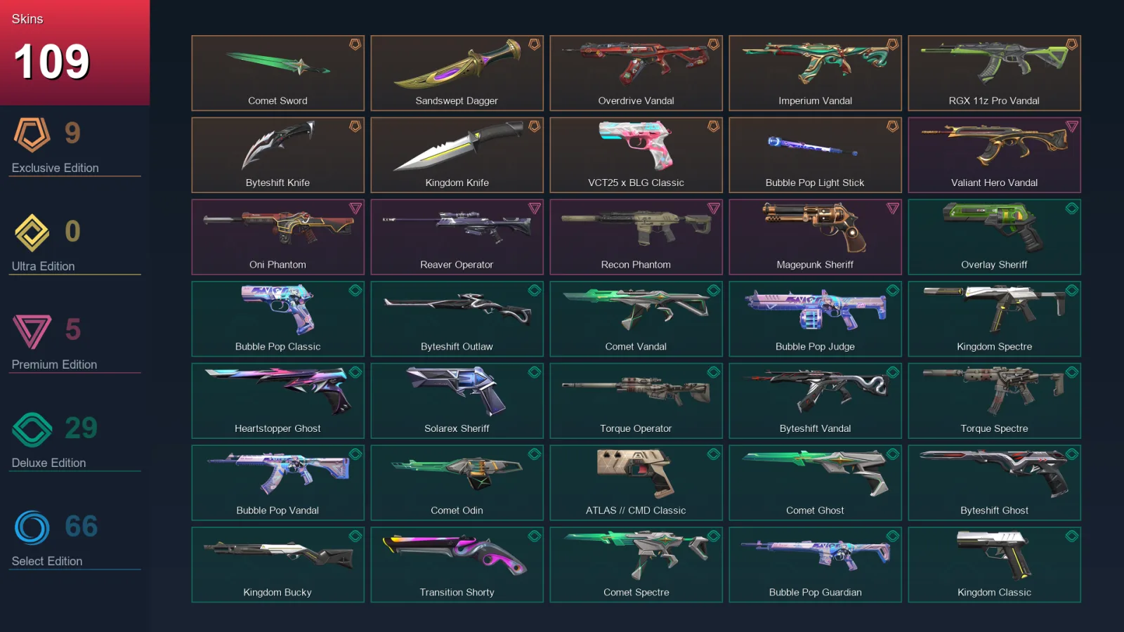 AP | Lv368 | Unranked | 109 Skin | 28 Agent | 192 Buddy — Tacti Series Frenzy