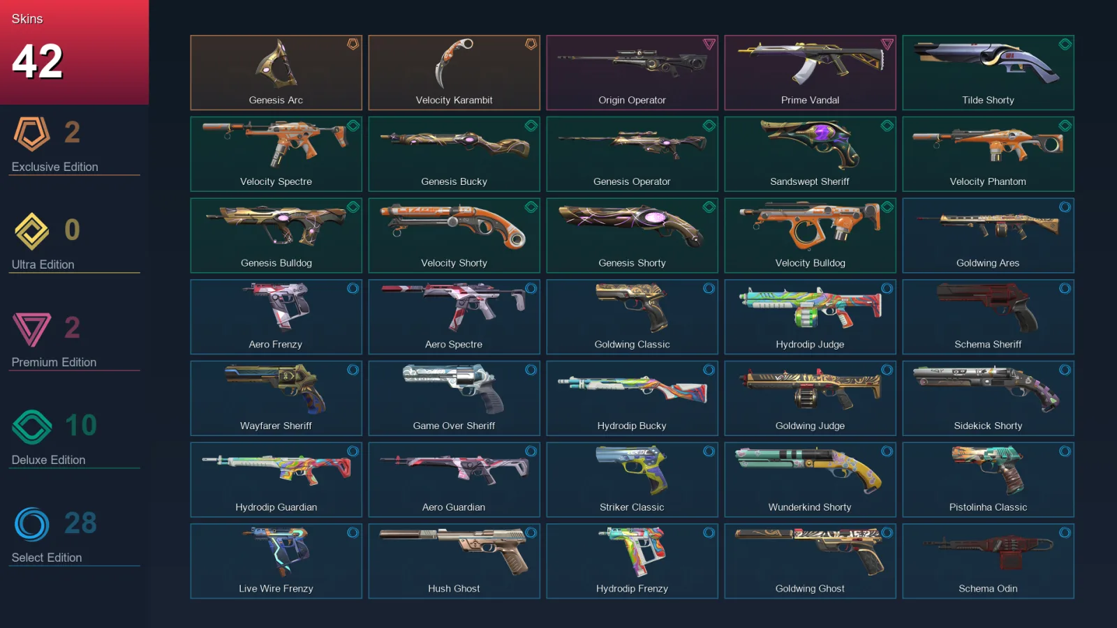 AP | Lv217 | Unranked | 42 Skin | 27 Agent | 93 Buddy — Valorant account