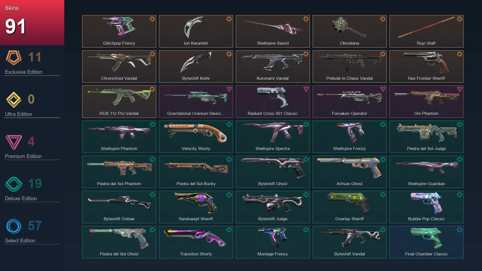 AP | Lv616 | Unranked | 91 Skin | 29 Agent | 173 Buddy — Valorant account