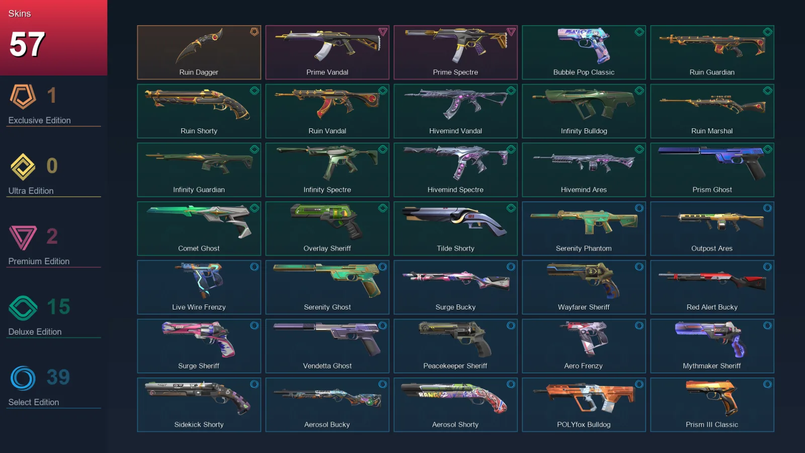 LA | Lv276 | Unranked | 57 Skin | 27 Agent | 128 Buddy — Valorant account
