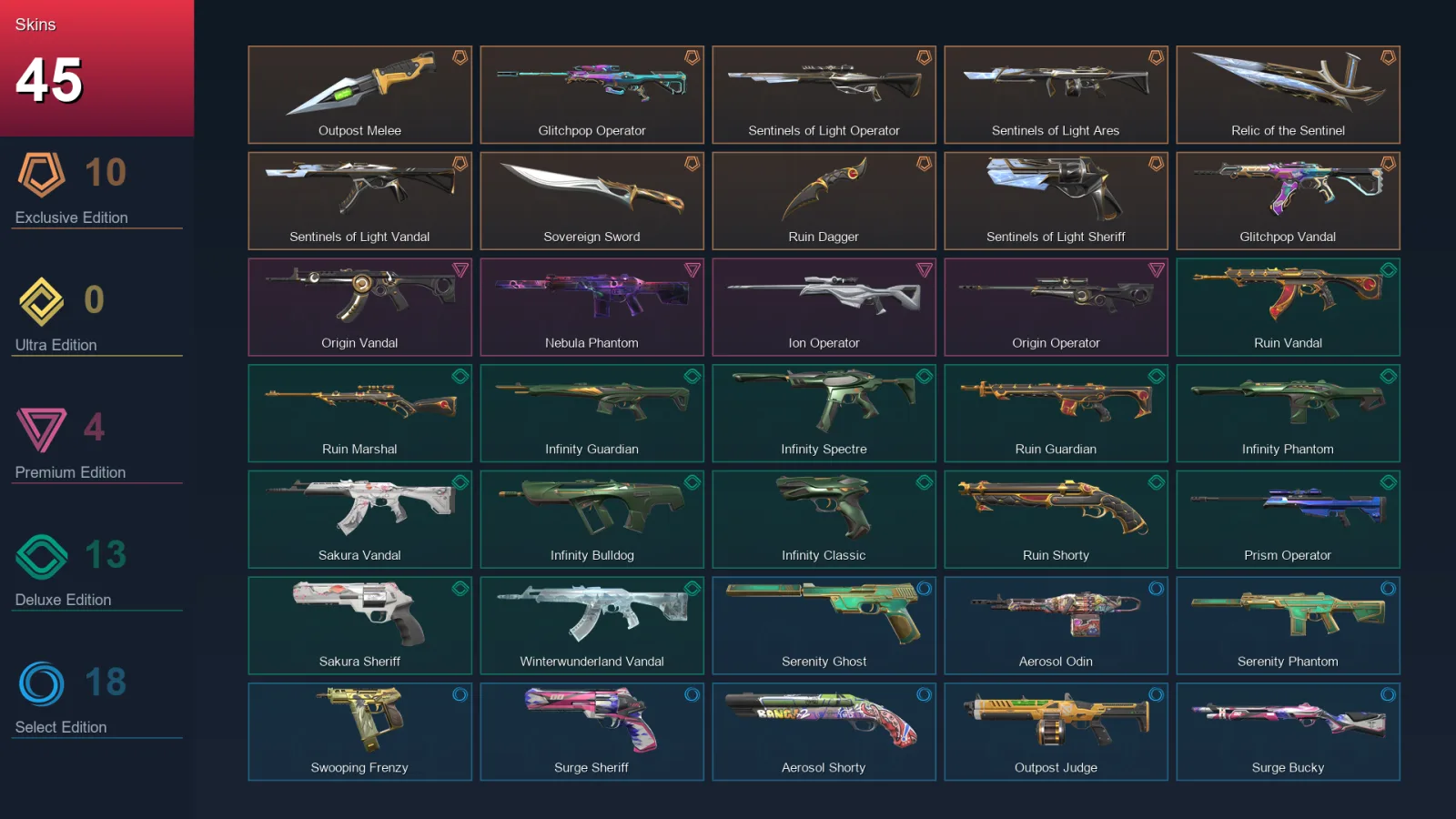 AP | Lv80 | Unranked | 45 Skin | 16 Agent | 43 Buddy