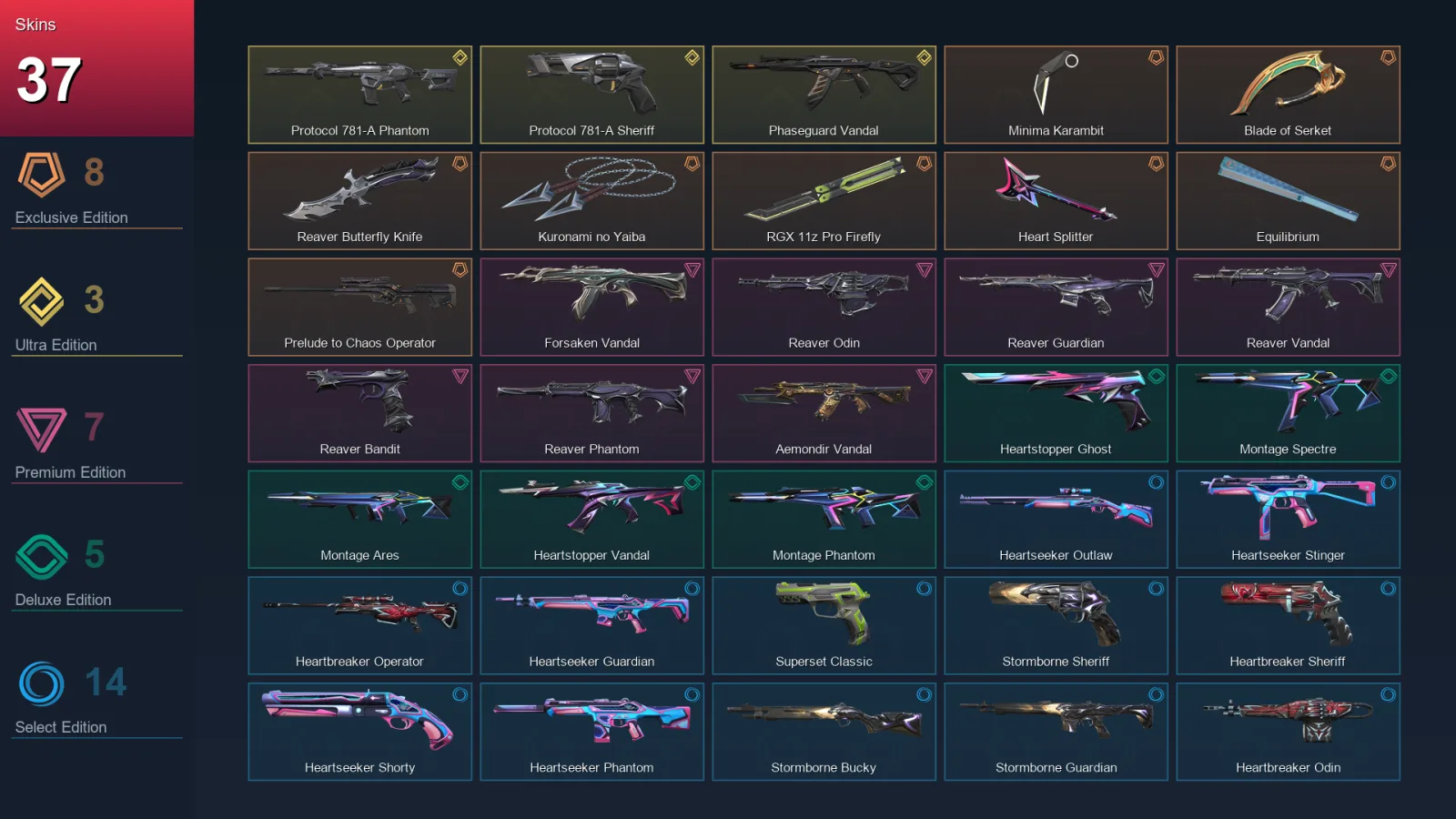 EU | Lv39 | Unranked | 37 Skin | 15 Agent | 27 Buddy