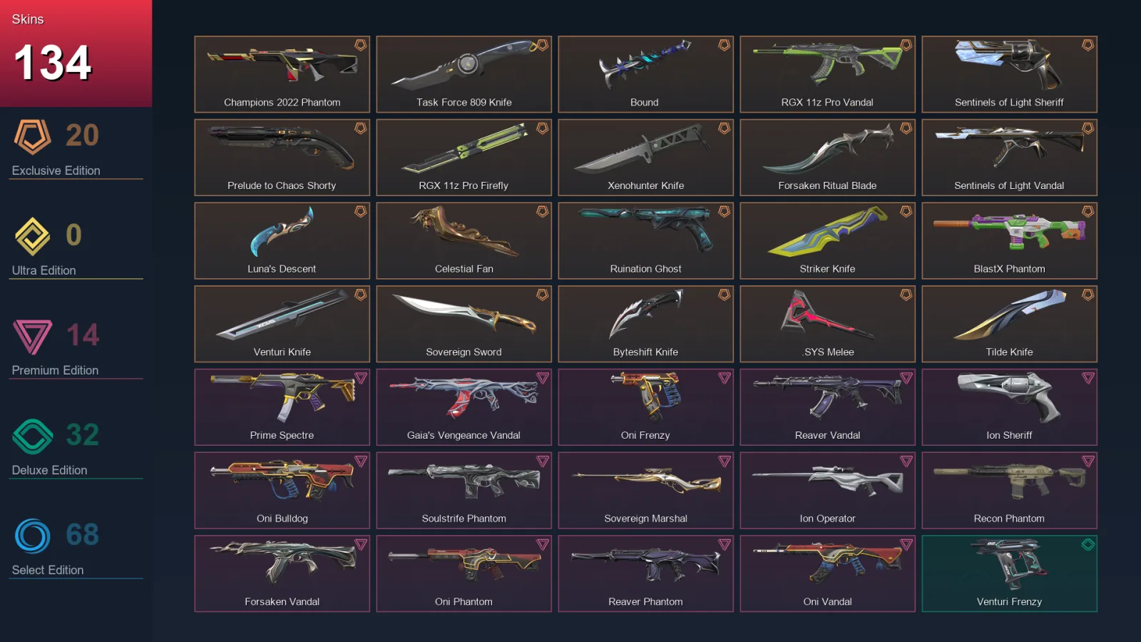 EU | Lv180 | Unranked | 134 Skin | 24 Agent | 108 Buddy