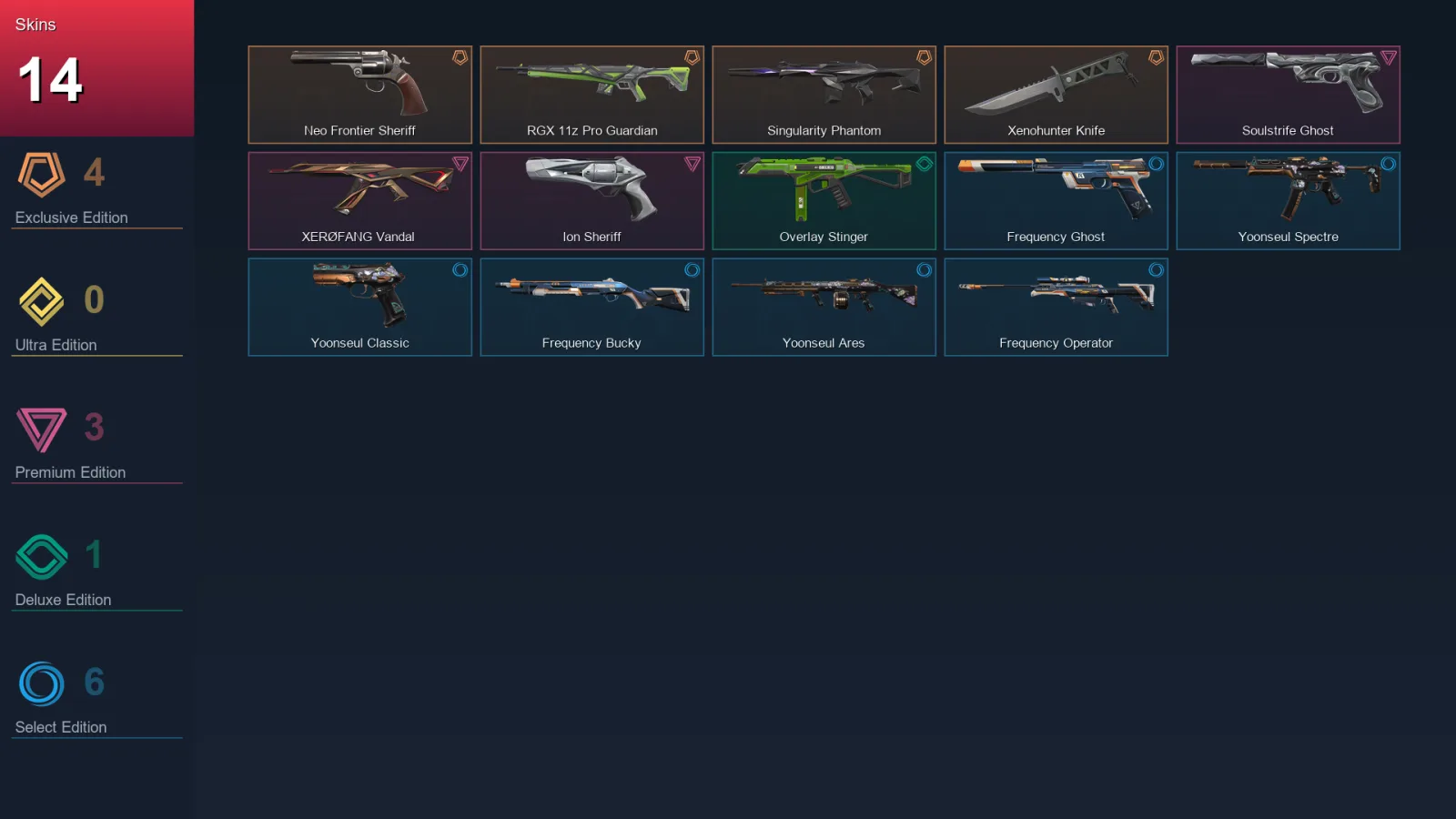 NA | Lv40 | Unranked | 14 Skin | 11 Agent | 17 Buddy