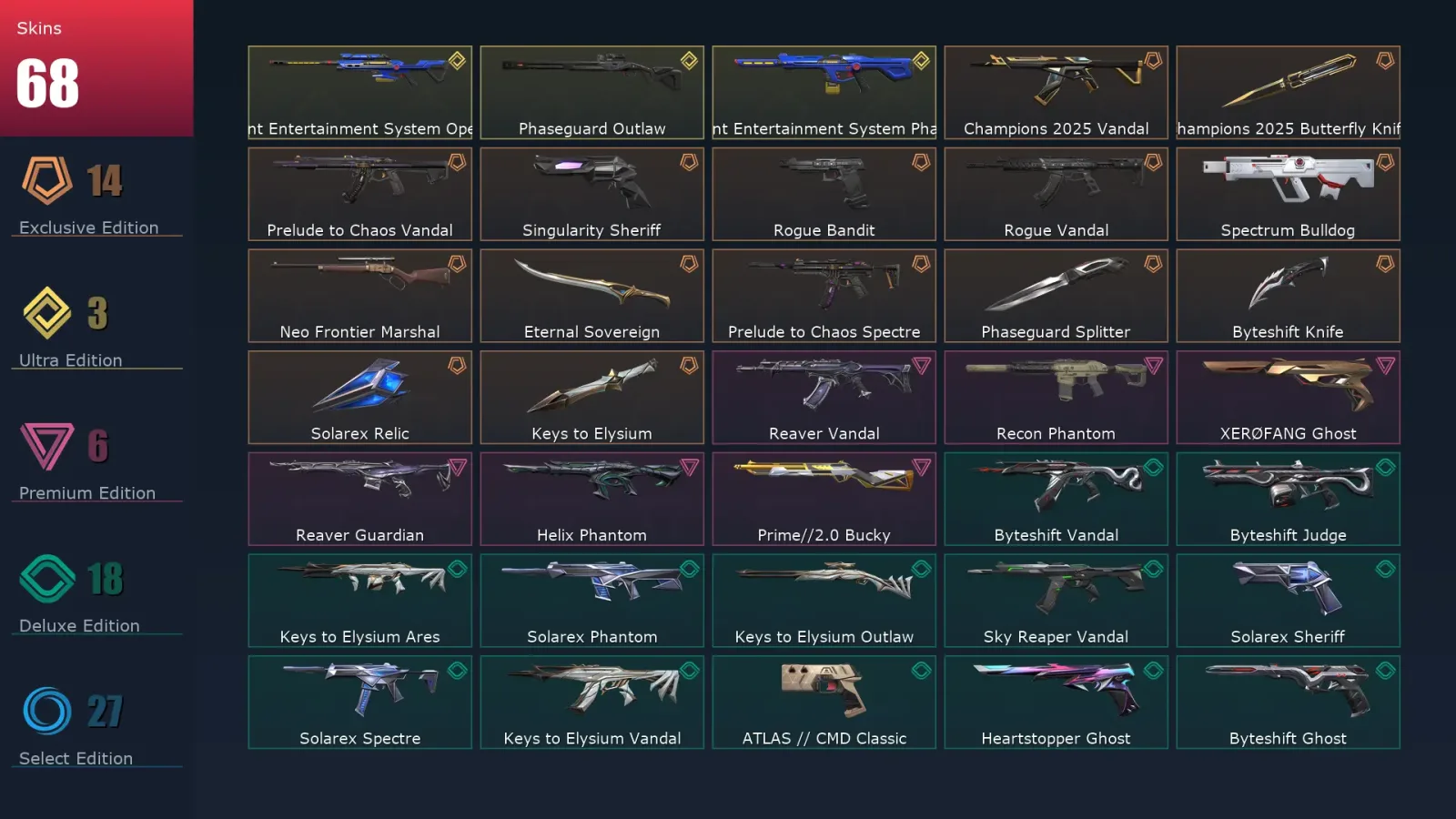 [Valorant] | EU | Level 137 | Diamond 2 | 29 Agents | 68 Skins