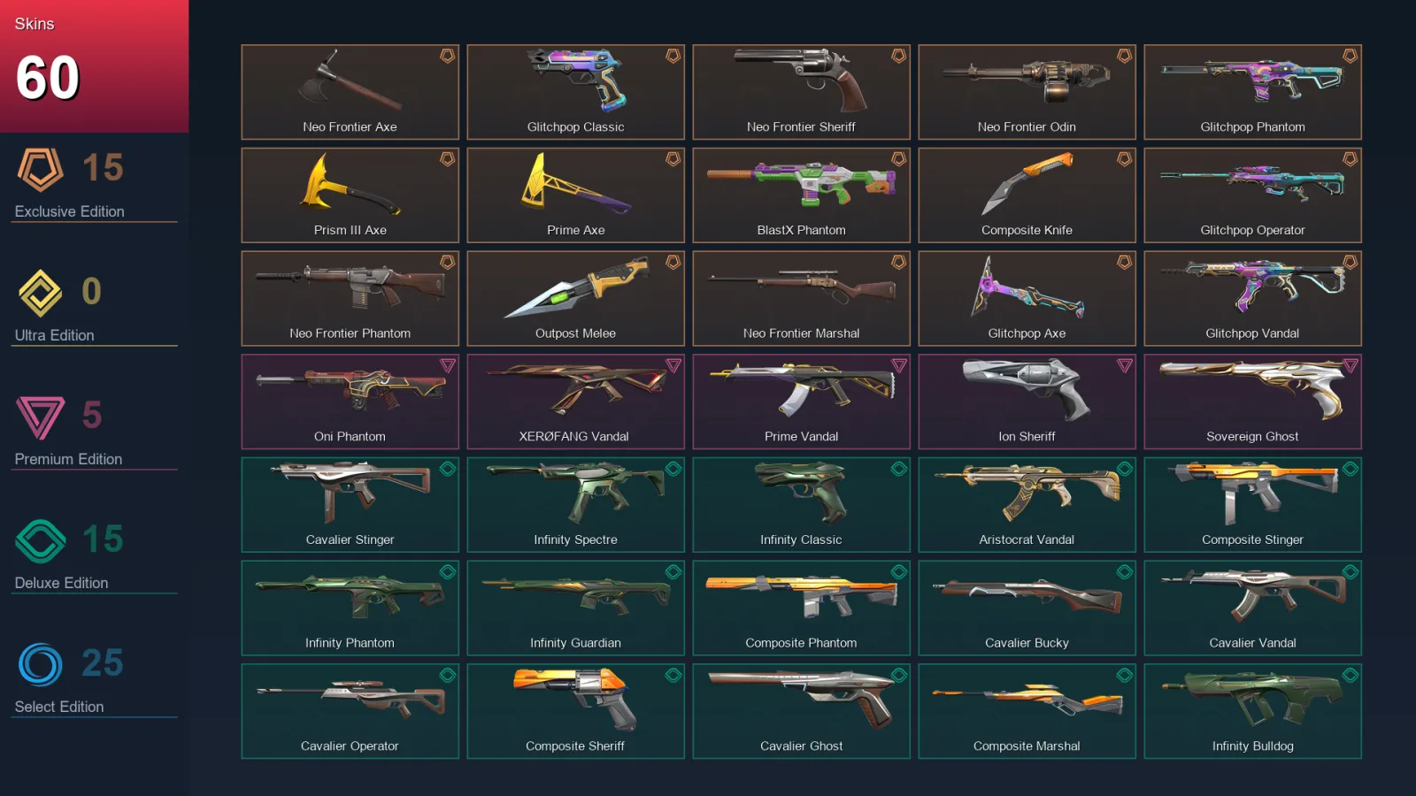 NA | Lv51 | Unranked | 60 Skin | 23 Agent | 62 Buddy — Oni Phantom