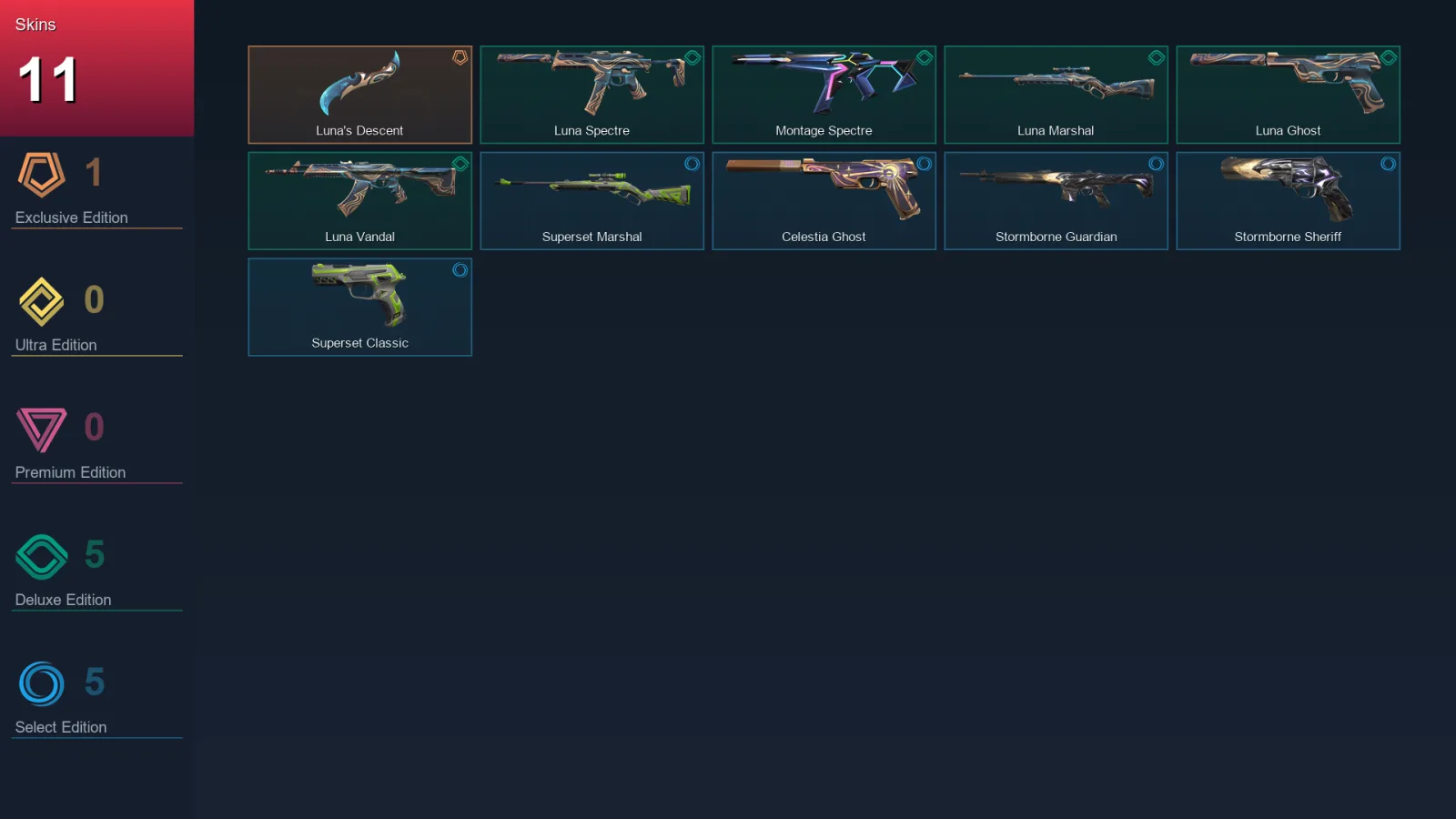 EU | Lv35 | Unranked | 11 Skin | 13 Agent | 14 Buddy