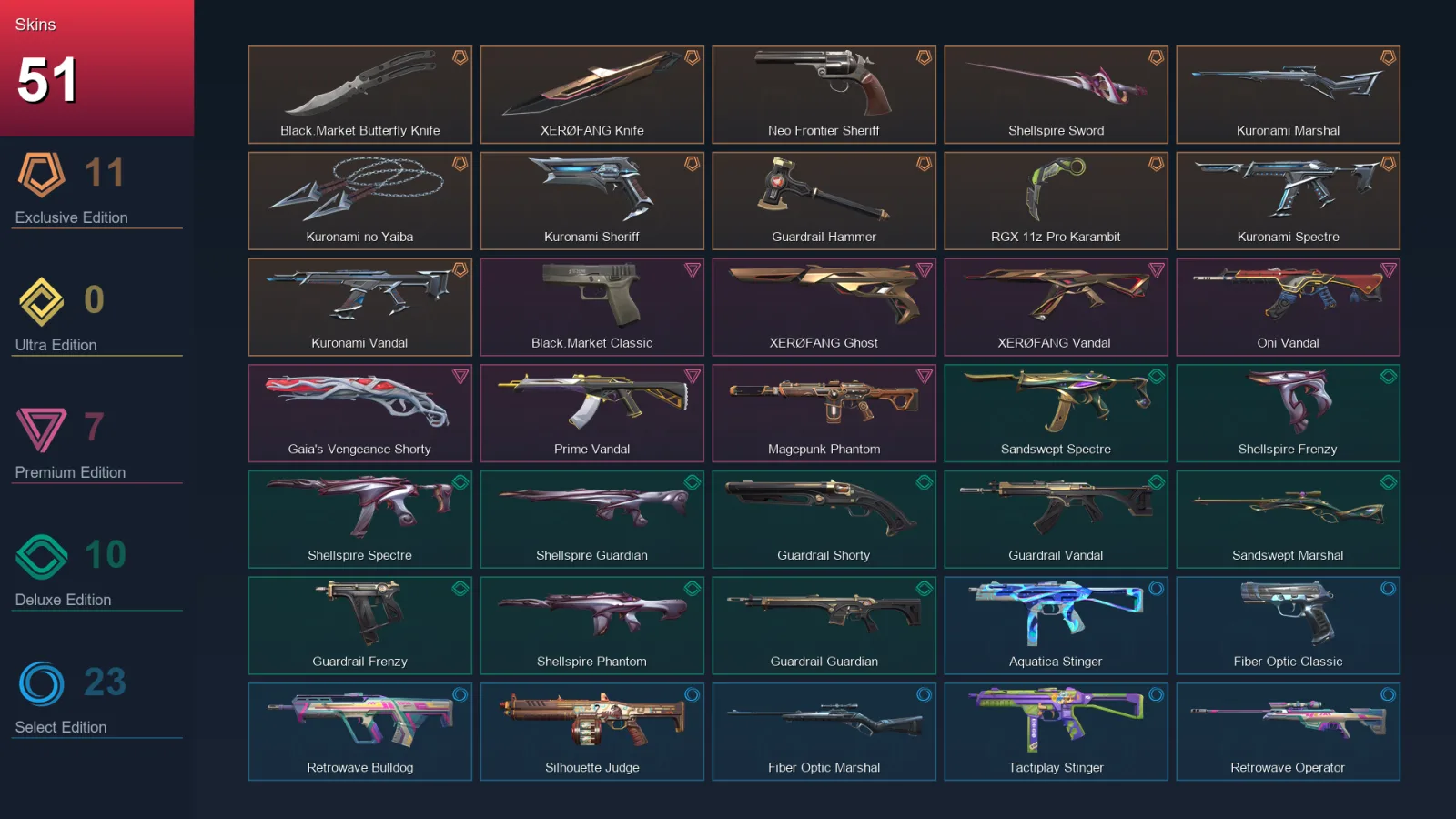 EU | Lv81 | Unranked | 51 Skin | 29 Agent | 52 Buddy — Valorant account