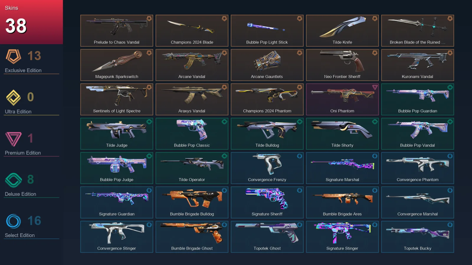 LA | Lv94 | Unranked | 38 Skin | 27 Agent | 54 Buddy — Valorant account