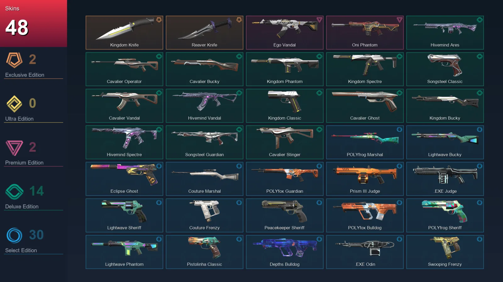 EU | Lv82 | Unranked | 48 Skin | 15 Agent | 66 Buddy — Valorant account