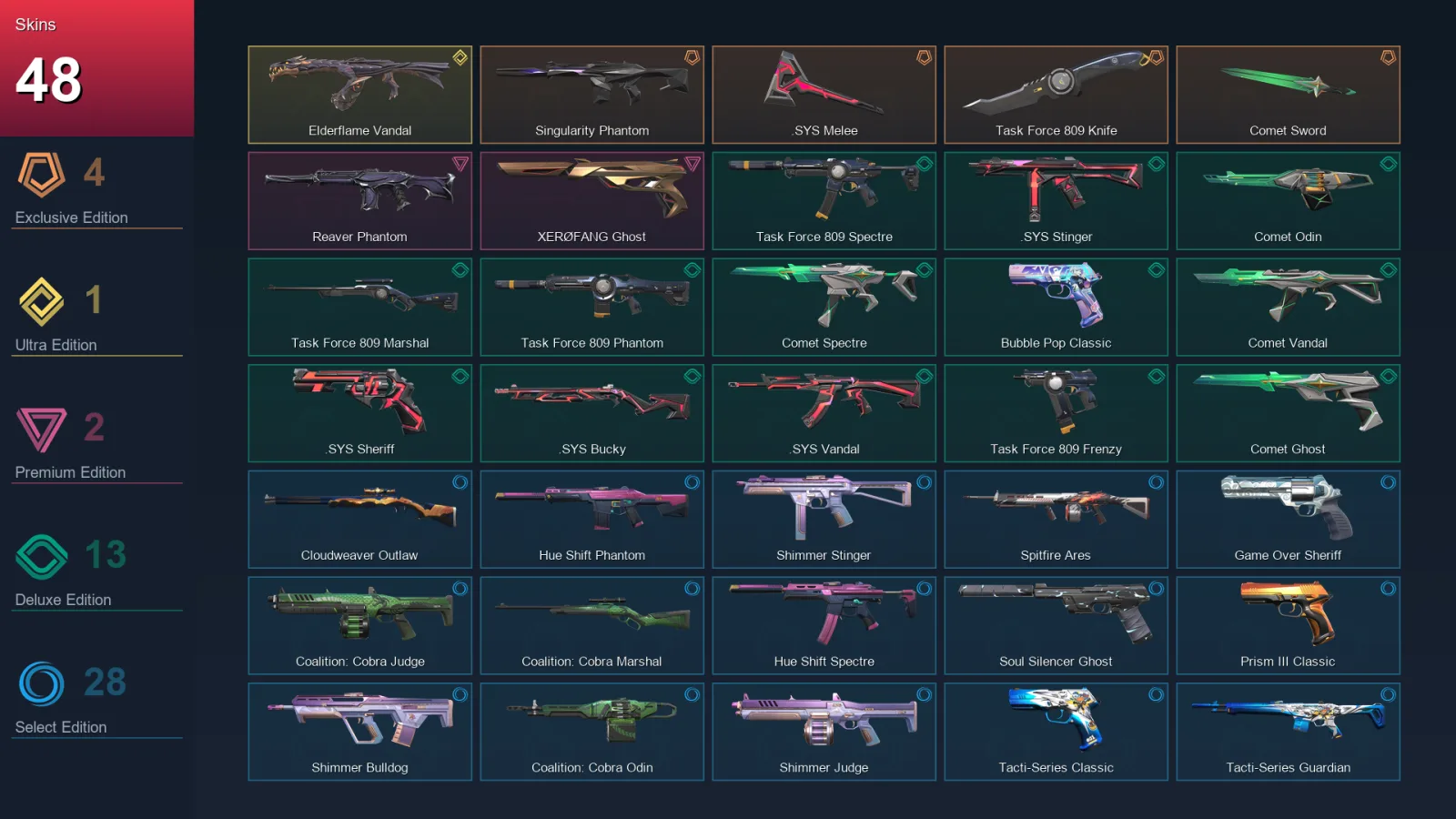 EU | Lv137 | Unranked | 48 Skin | 26 Agent | 62 Buddy