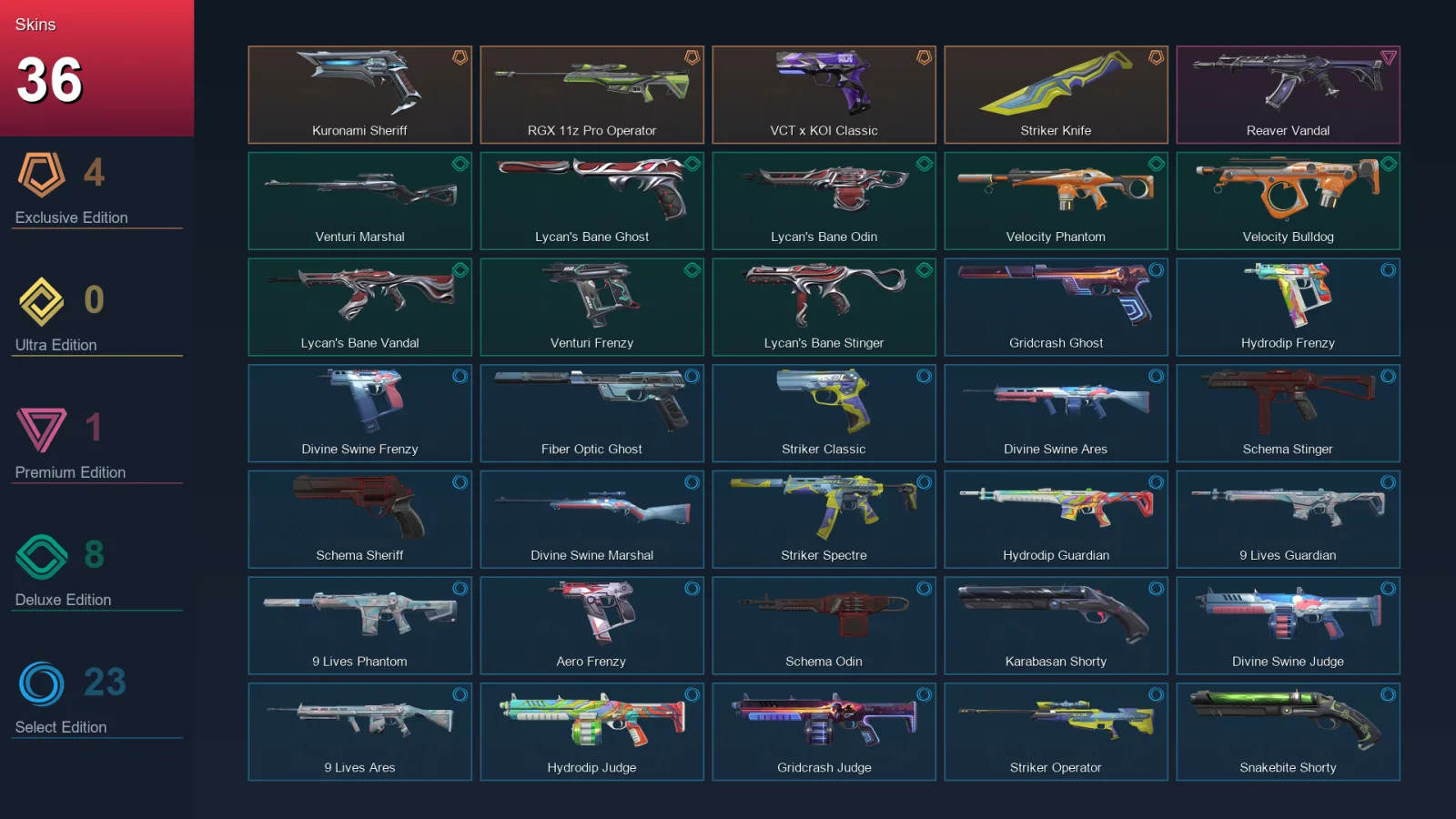 EU | Lv118 | Unranked | 36 Skin | 23 Agent | 56 Buddy