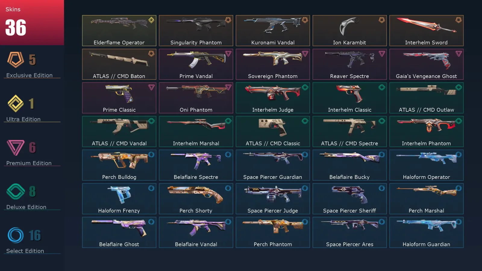 [Valorant] | EU | Level 51 | 17 Agents | 36 Skins
