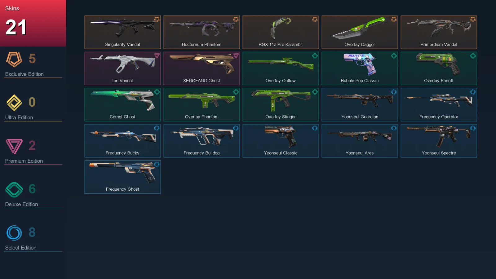 EU | Lv98 | Unranked | 21 Skin | 23 Agent | 43 Buddy — Valorant account