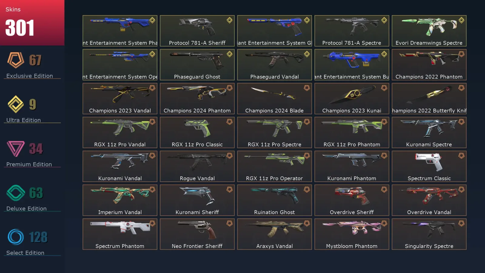 [Valorant] | EU | Level 232 | Silver 2 | 26 Agents | 301 Skins