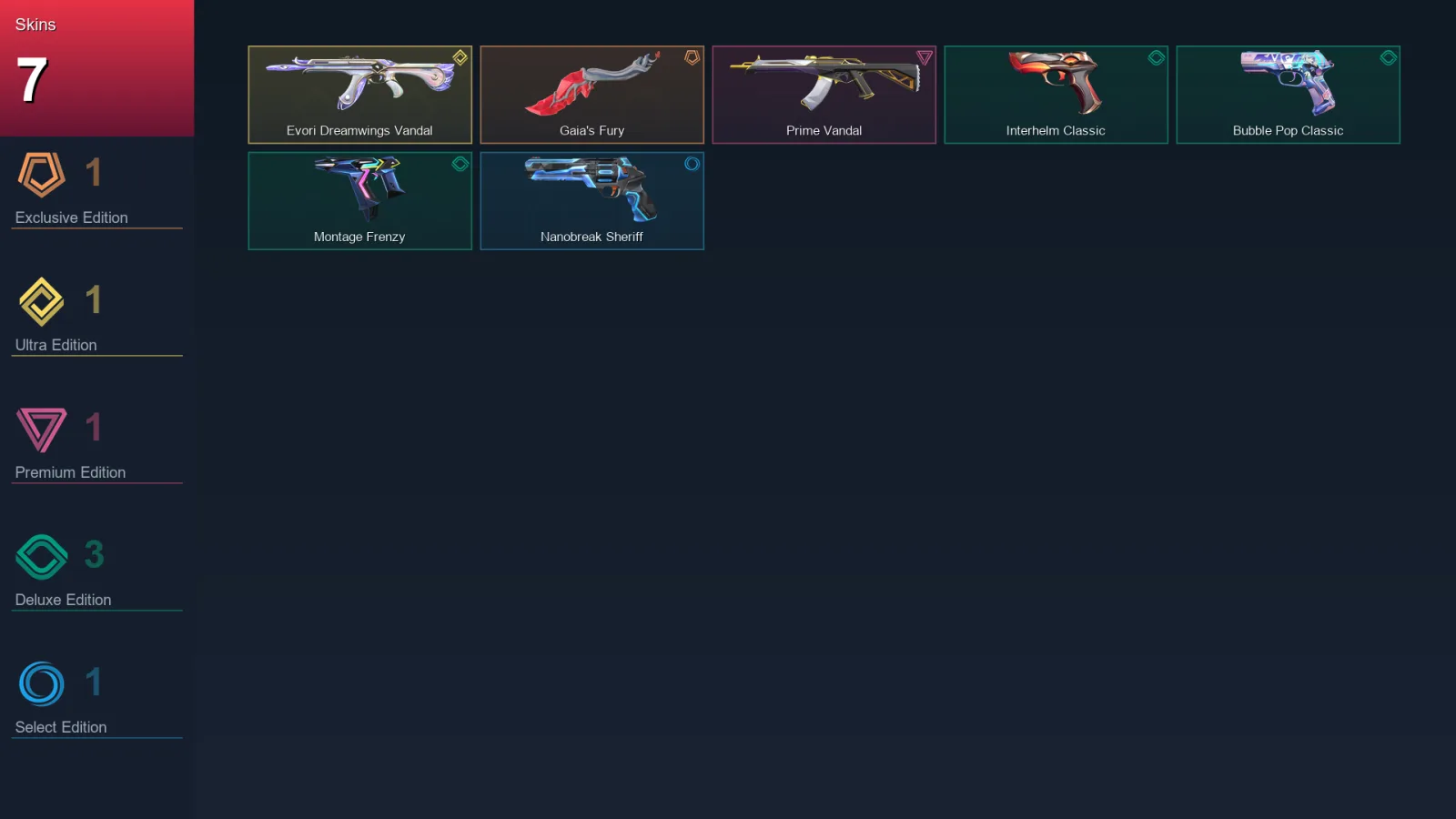 EU | Lv131 | Unranked | 7 Skin | 28 Agent | 48 Buddy