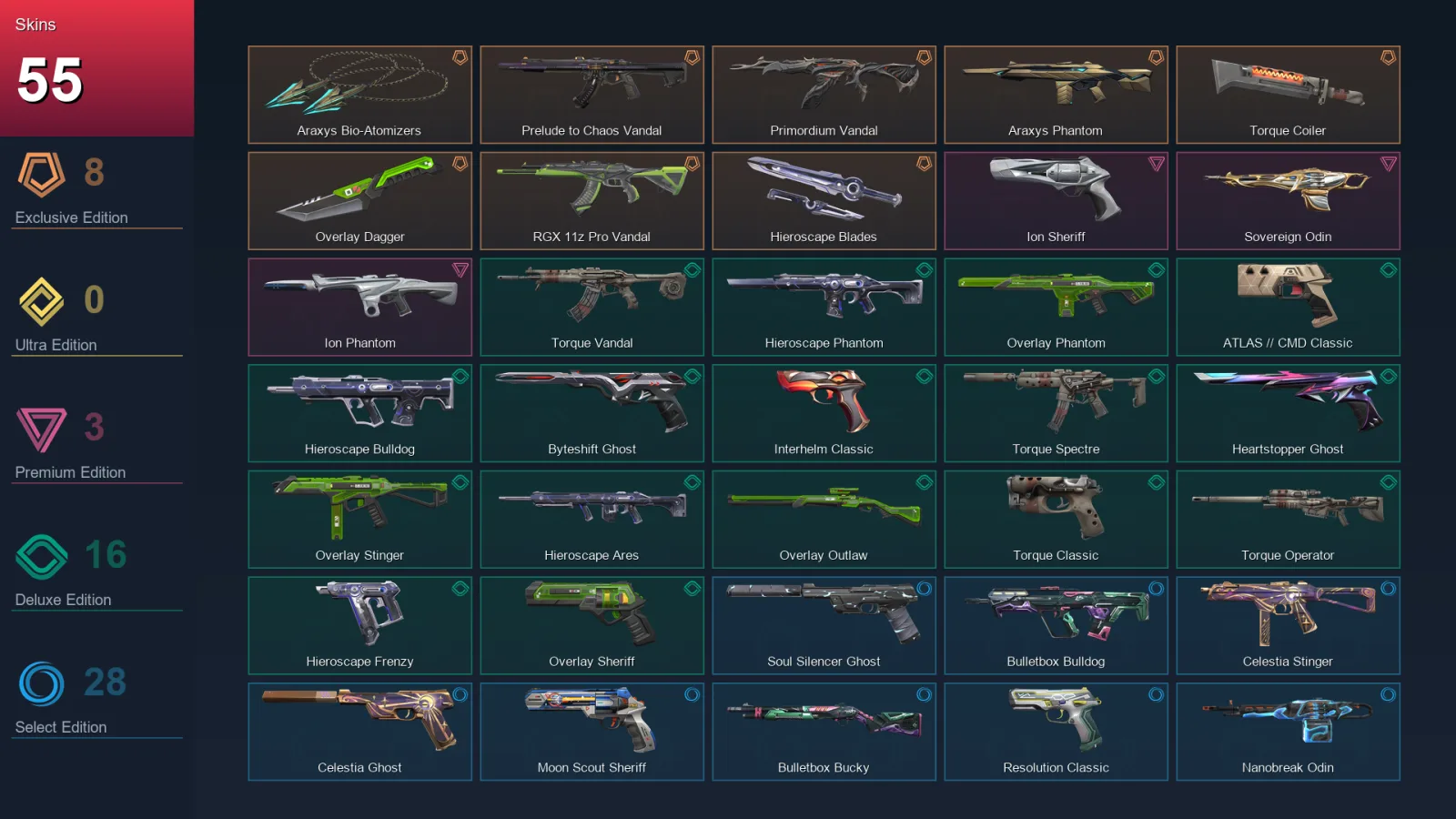 AP | Lv266 | Unranked | 55 Skin | 28 Agent | 63 Buddy