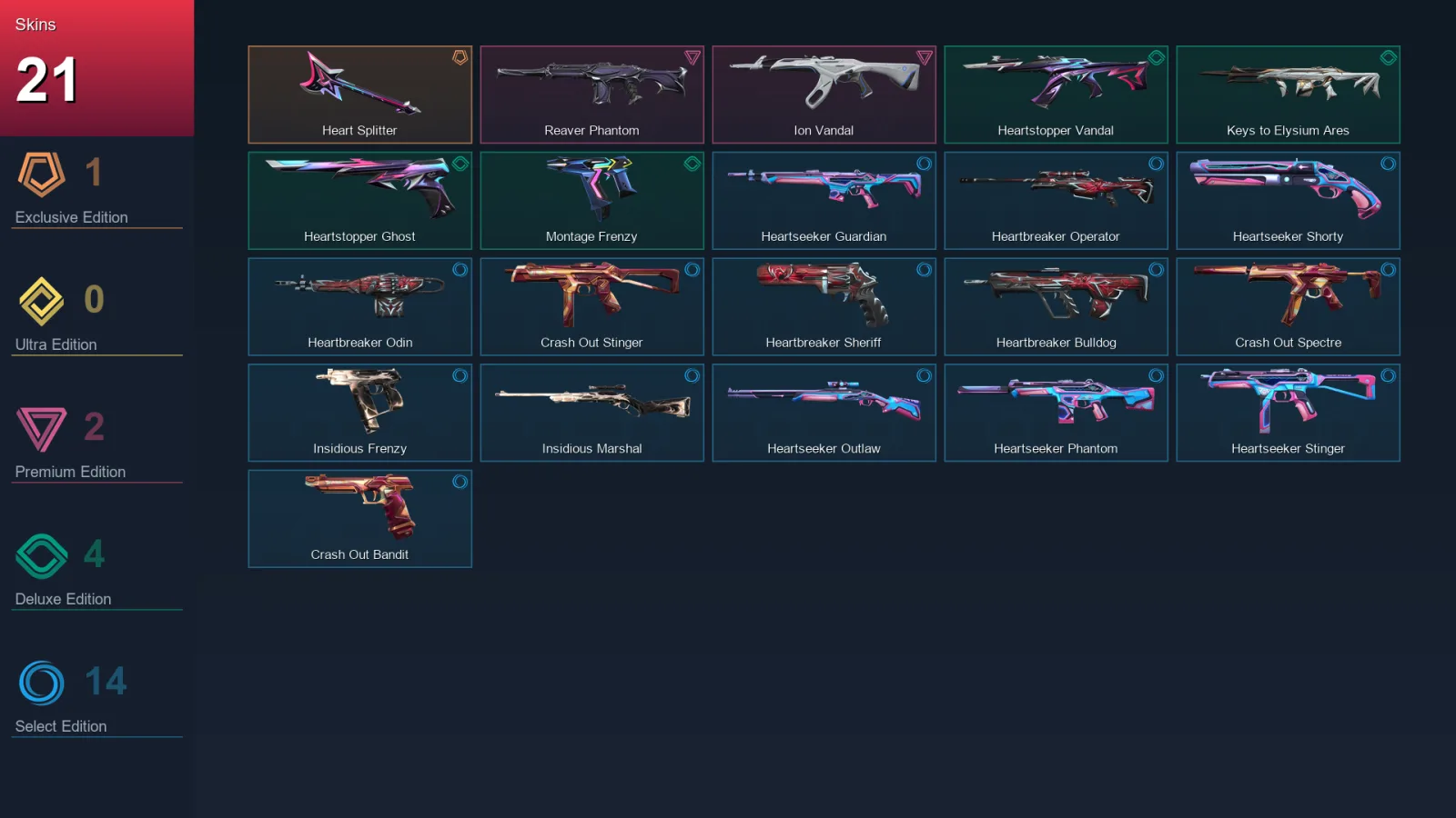 EU | Lv57 | Unranked | 21 Skin | 18 Agent | 28 Buddy