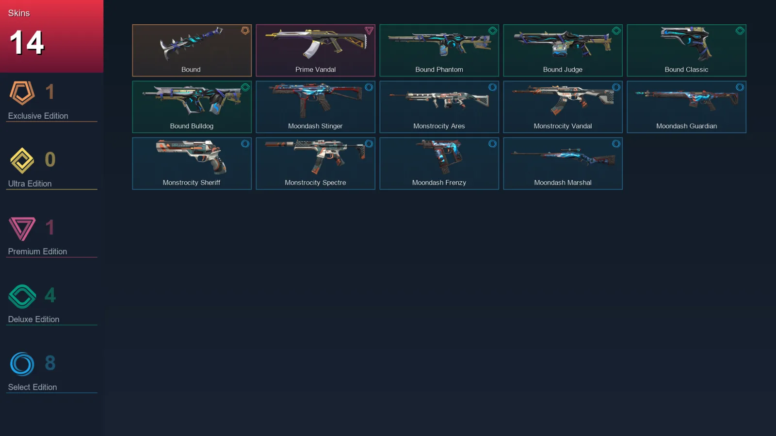 EU | Lv52 | Unranked | 14 Skin | 18 Agent | 25 Buddy