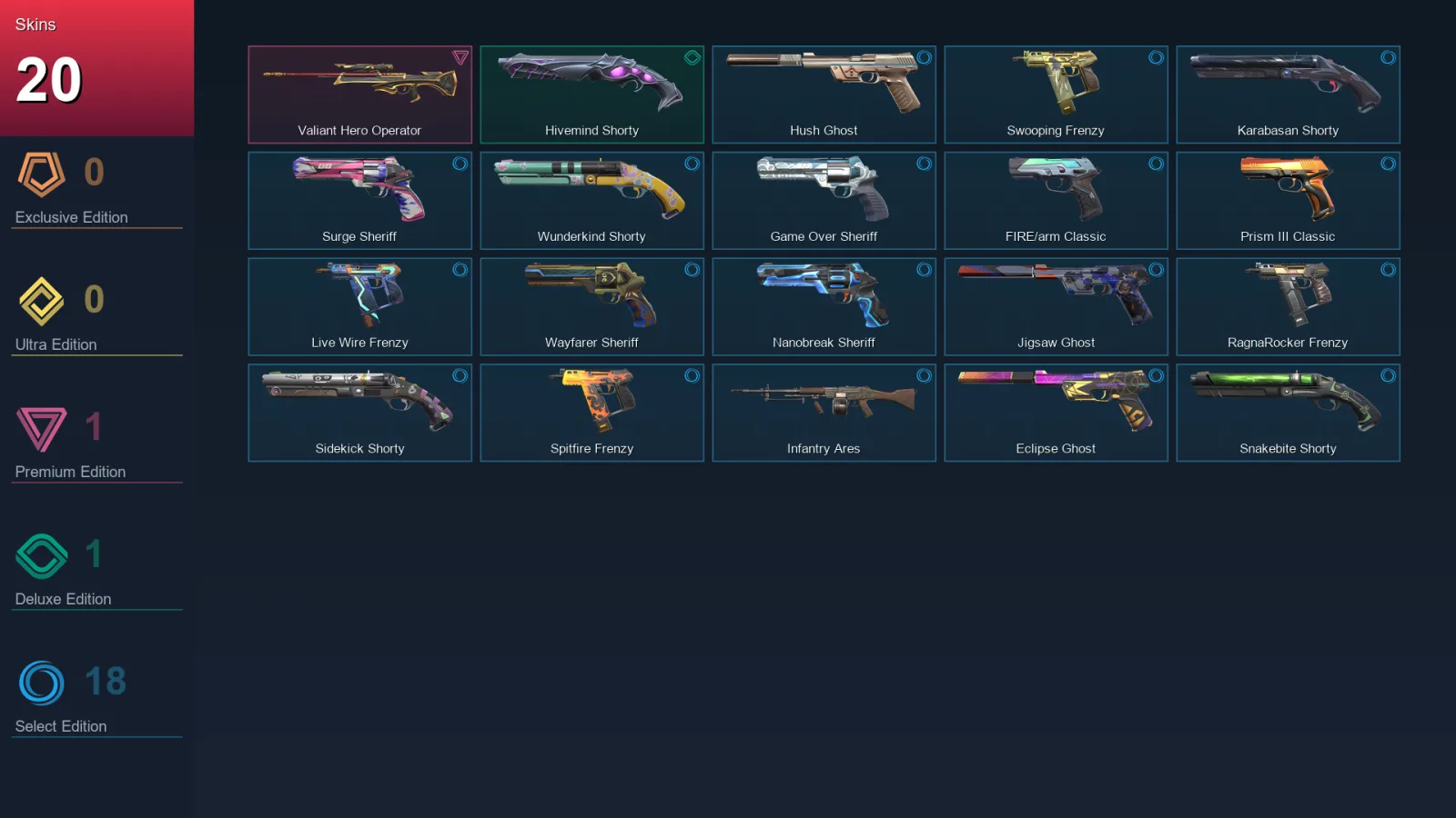 AP | Lv496 | Unranked | 20 Skin | 28 Agent | 115 Buddy