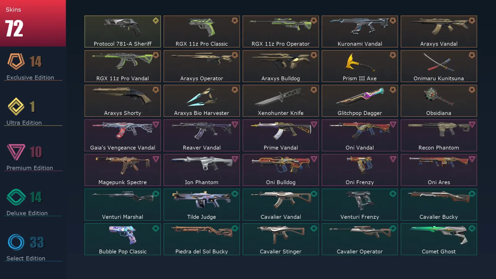 [Valorant] | EU | Level 205 | 27 Agents | 72 Skins — Valorant account