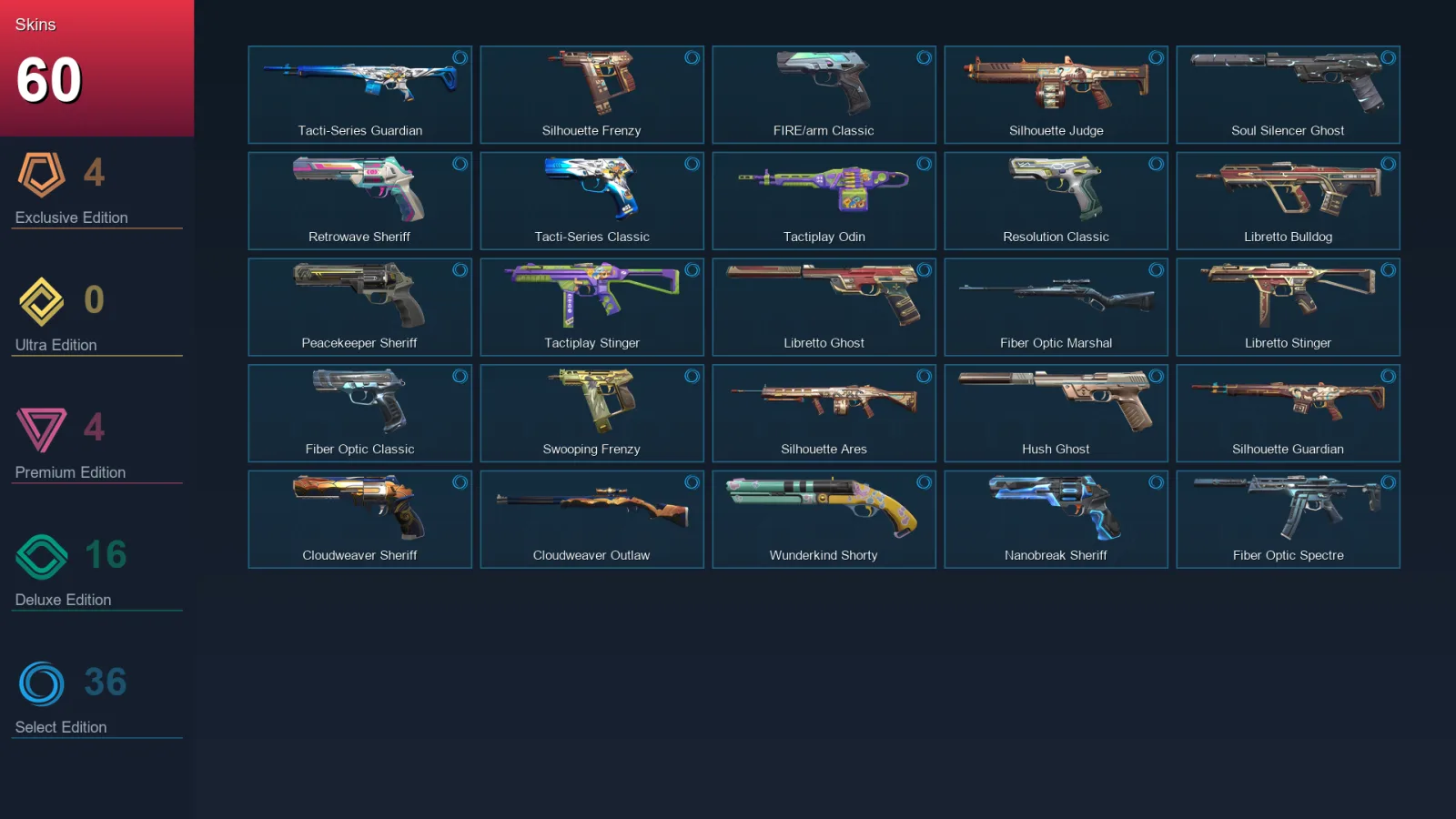 AP | Lv264 | Unranked | 60 Skin | 28 Agent | 94 Buddy