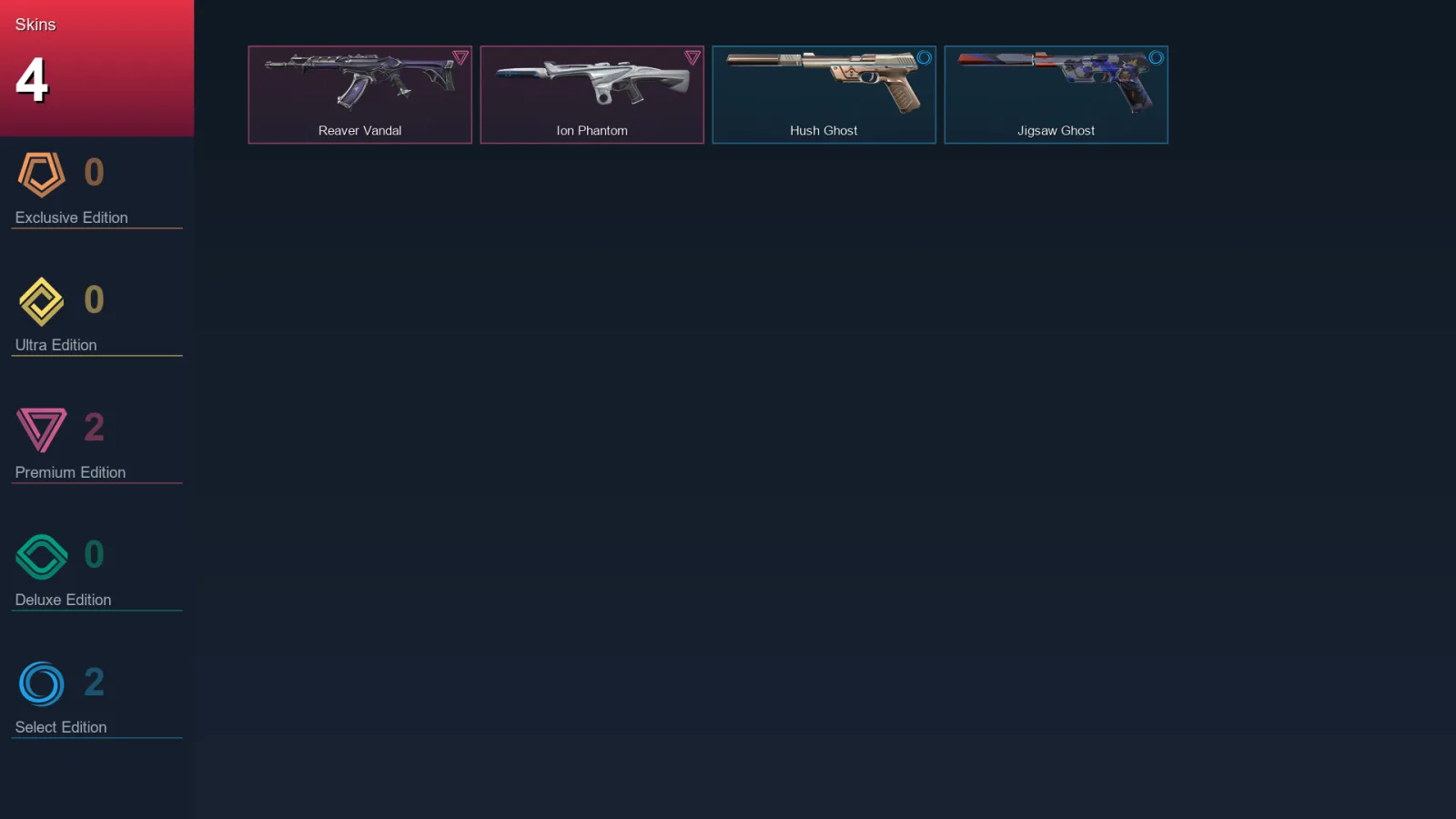 AP | Lv128 | Unranked | 4 Skin | 26 Agent | 64 Buddy
