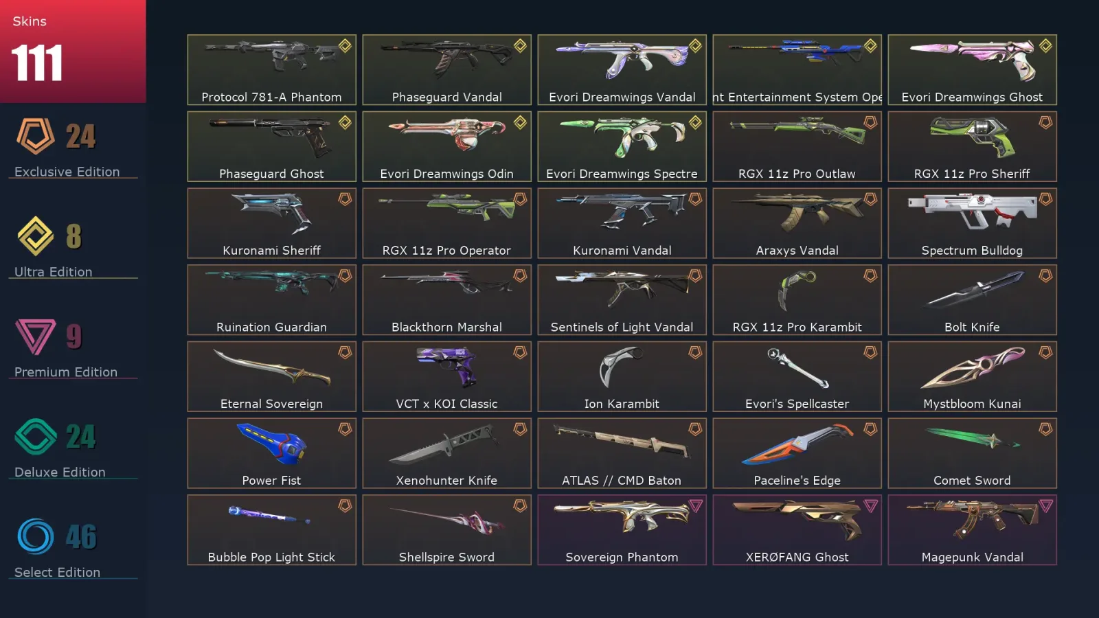 [Valorant] | EU | Level 141 | Diamond 2 | 29 Agents | 111 Skins — Valorant account