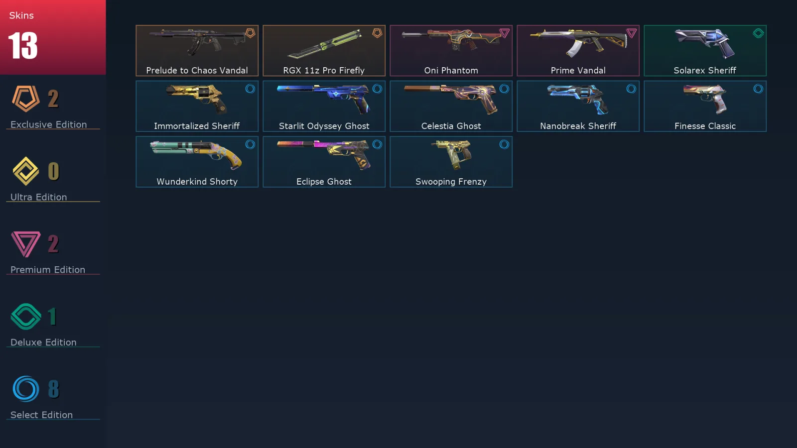 [Valorant] | EU | Level 208 | 27 Agents | 13 Skins