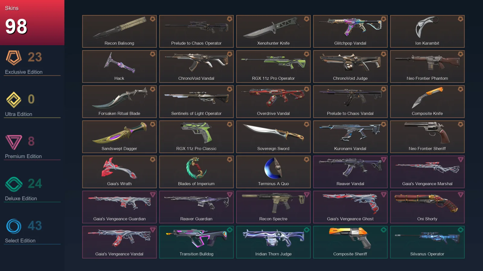 EU | Lv92 | Unranked | 98 Skin | 26 Agent | 75 Buddy