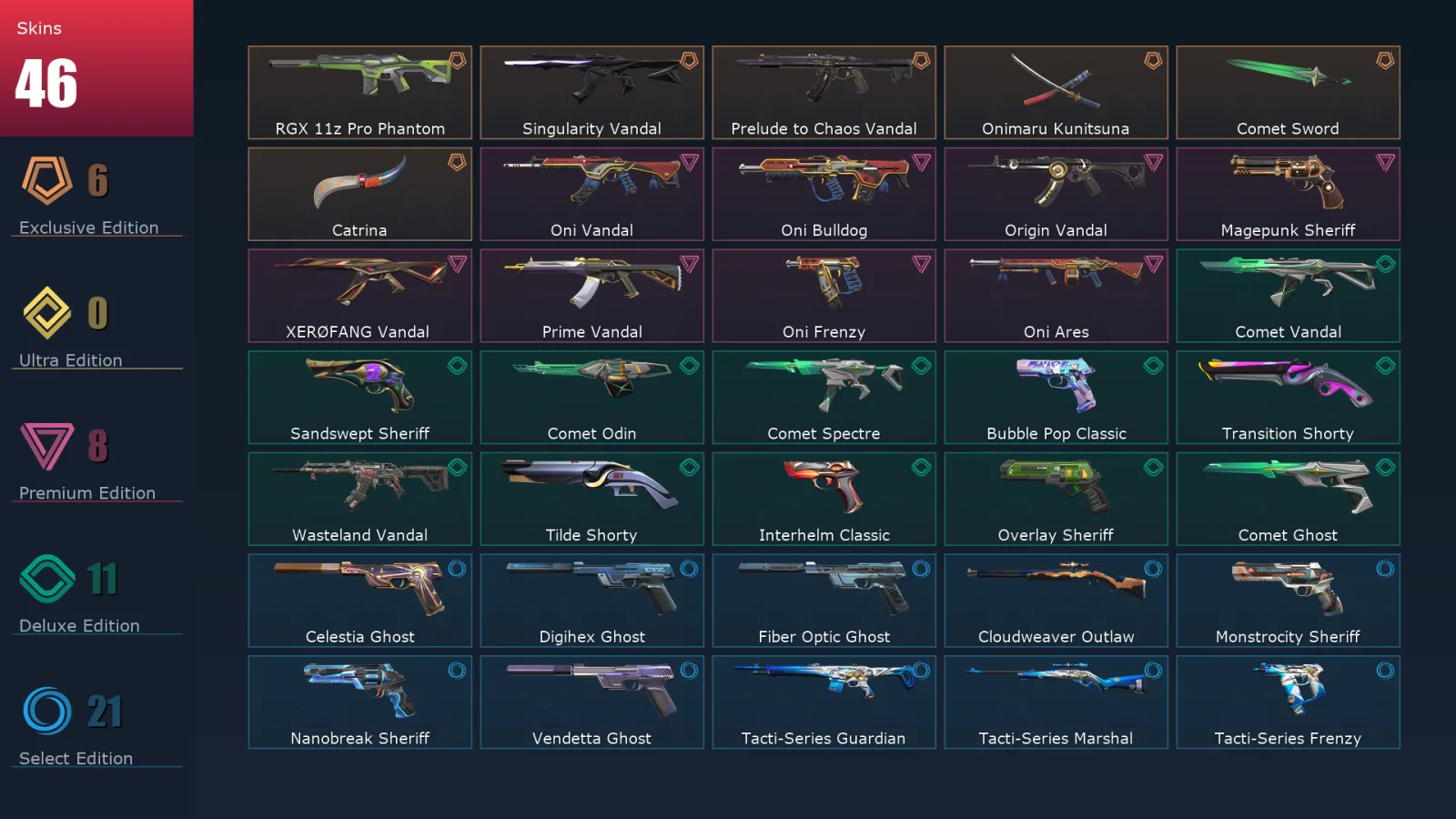[Valorant] | EU | Level 344 | 28 Agents | 46 Skins