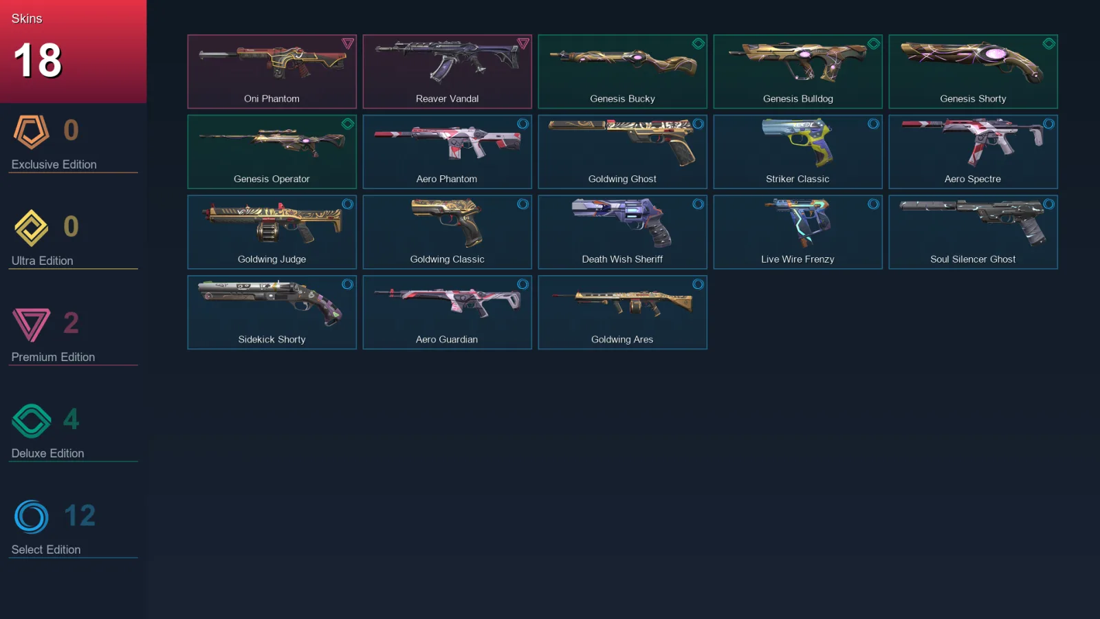 AP | Lv128 | Unranked | 18 Skin | 22 Agent | 62 Buddy &mdash; Valorant account with Classic skin