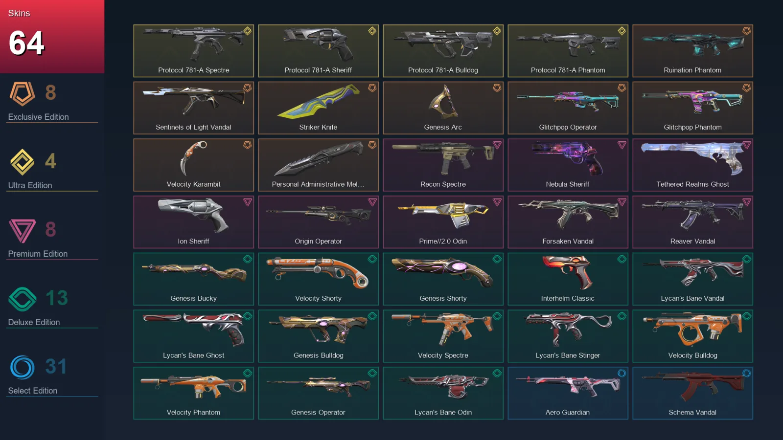 EU | Lv84 | Unranked | 64 Skin | 22 Agent | 57 Buddy — Valorant account