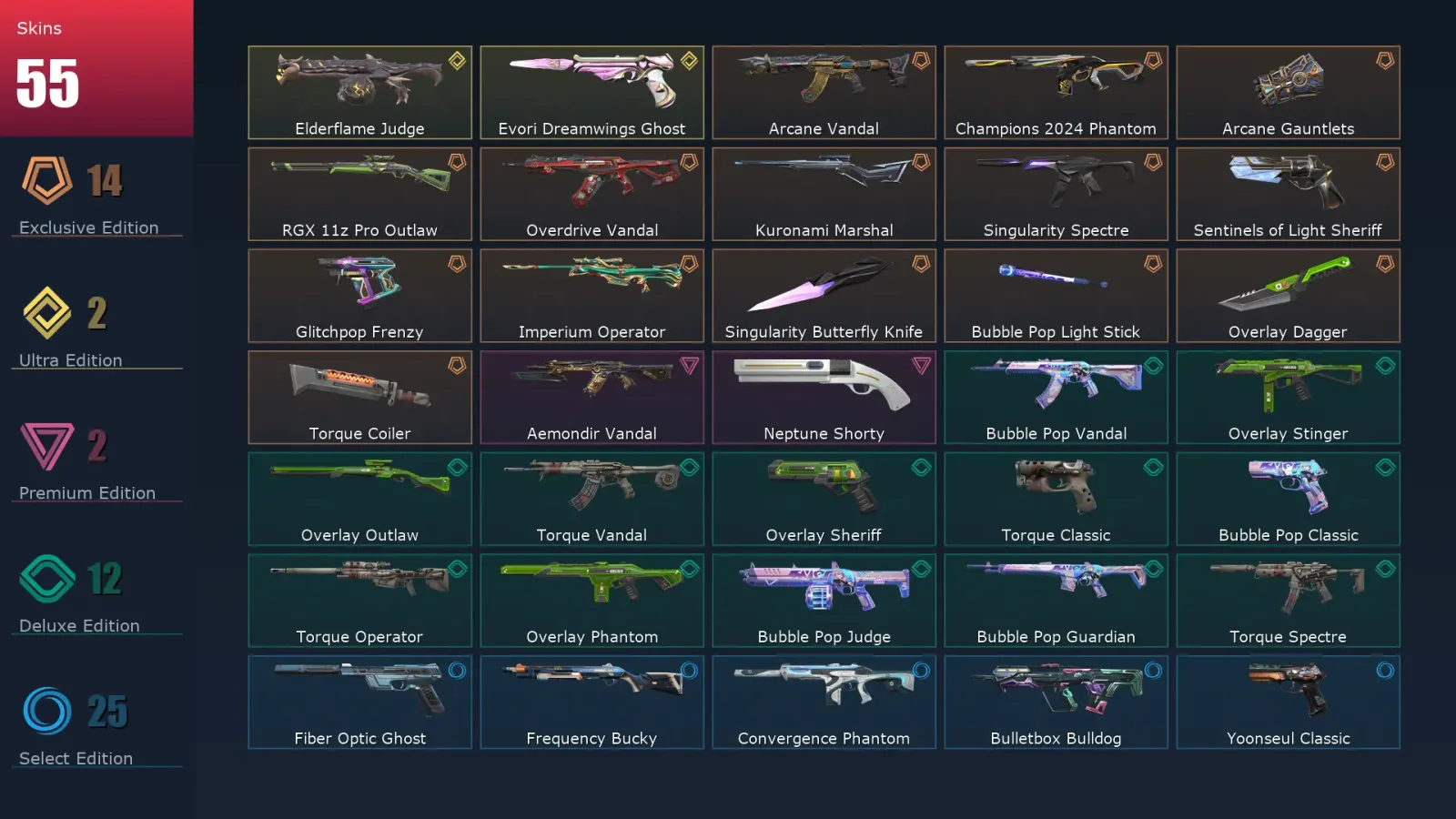 [Valorant] | EU | Level 119 | 22 Agents | 55 Skins