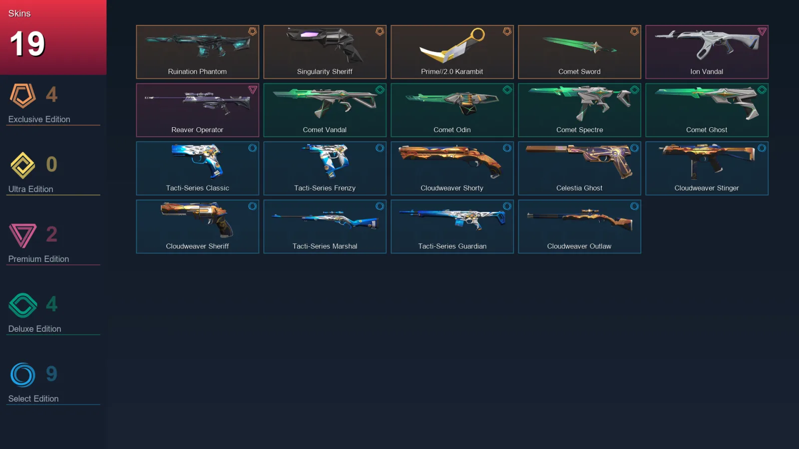 EU | Lv132 | Unranked | 19 Skin | 29 Agent | 50 Buddy