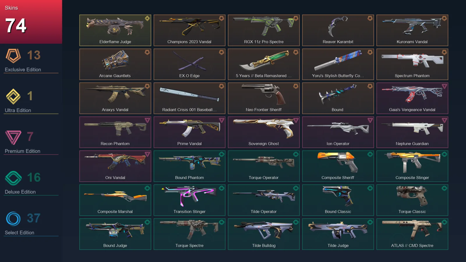 EU | Lv88 | Unranked | 74 Skin | 26 Agent | 67 Buddy