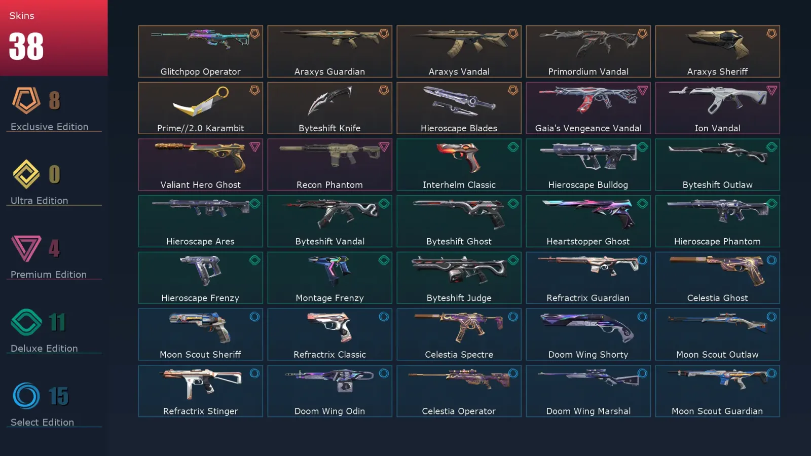 [Valorant] | EU | Level 111 | Ascendant 2 | 29 Agents | 38 Skins — Valorant account