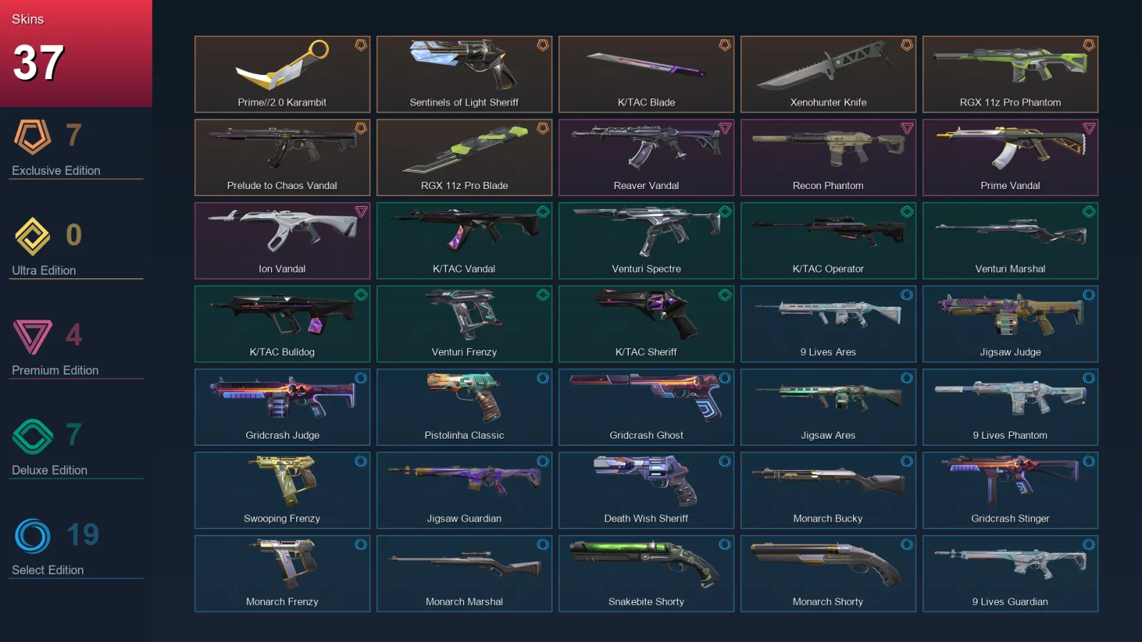 EU | Lv161 | Unranked | 37 Skin | 29 Agent | 93 Buddy — Valorant account