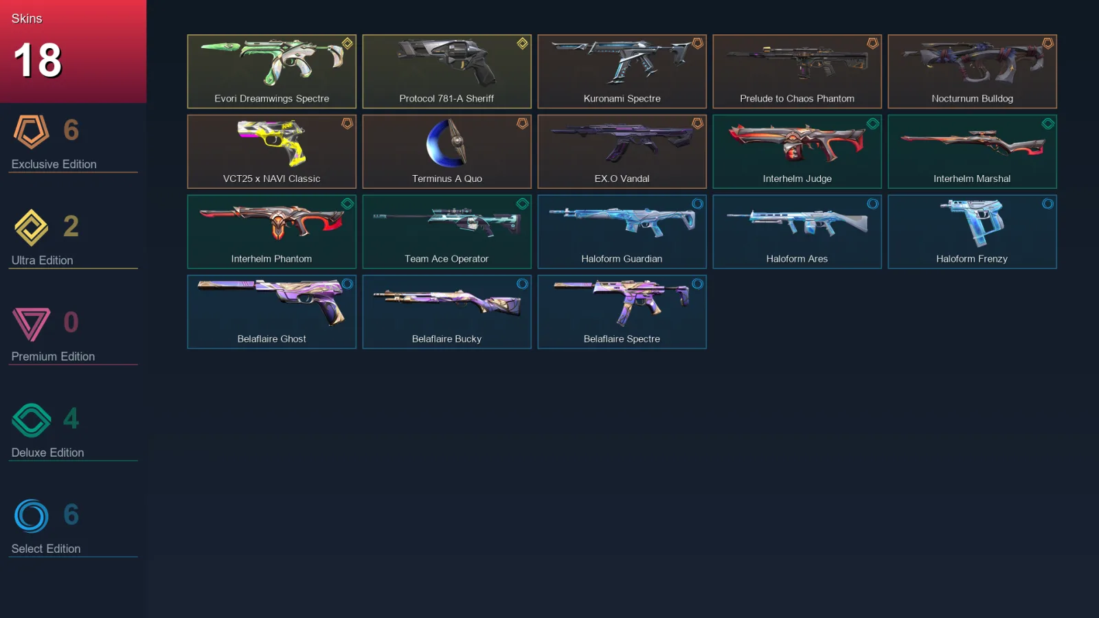 EU | Lv29 | Unranked | 18 Skin | 13 Agent | 14 Buddy — Unranked / Smurf Valorant
